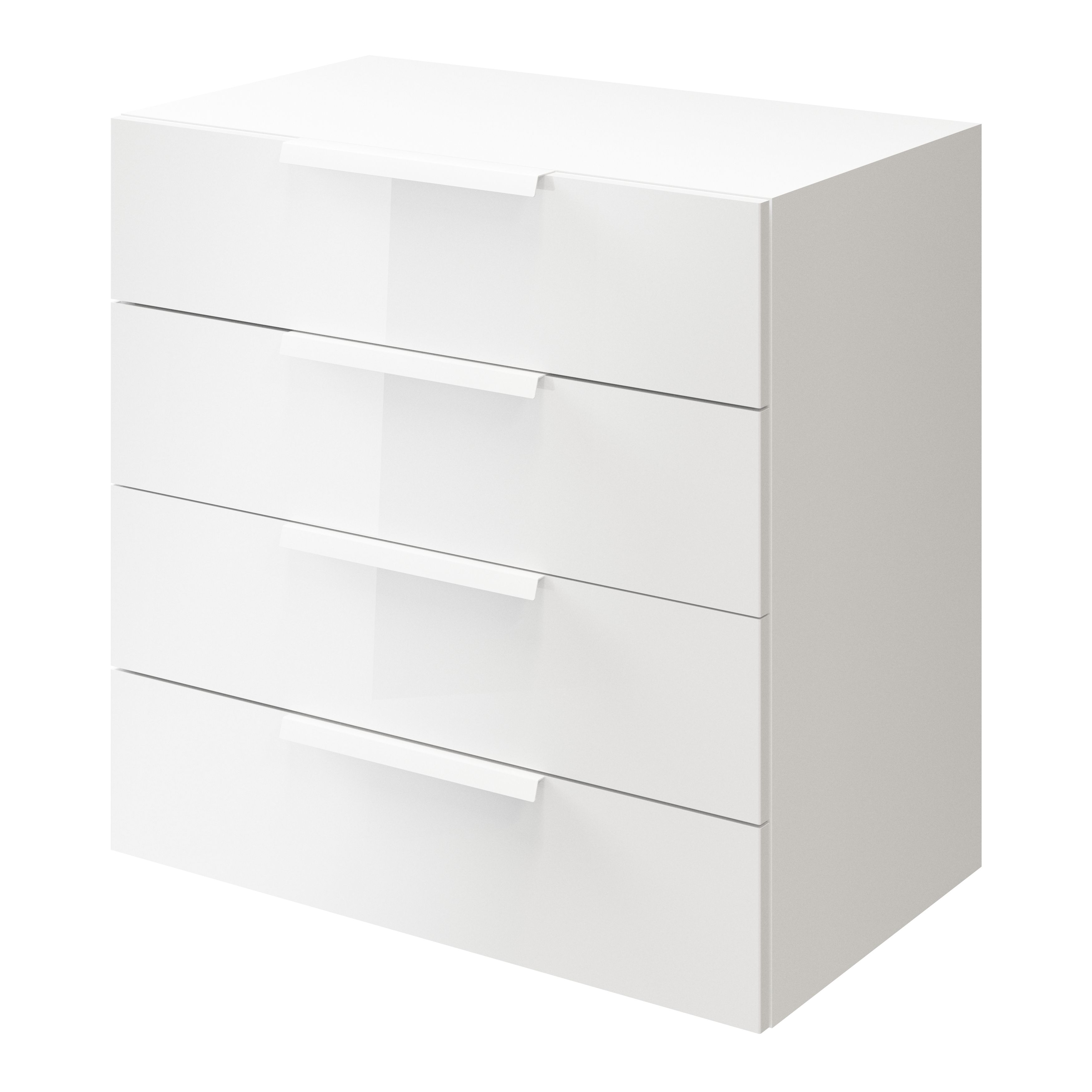 Atomia Freestanding White 4 Drawer Single Chest of drawers (H)750mm (W)750mm (D)470mm