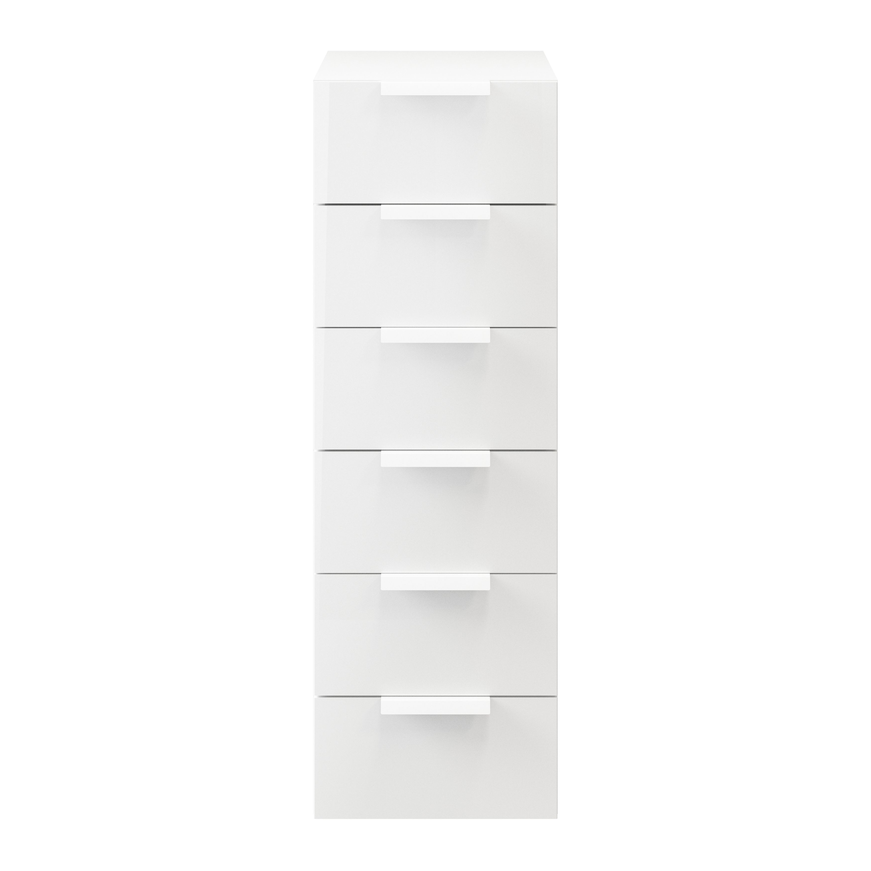 Atomia Freestanding White 6 Drawer Tall Chest of drawers (H)1125mm (W)375mm (D)470mm