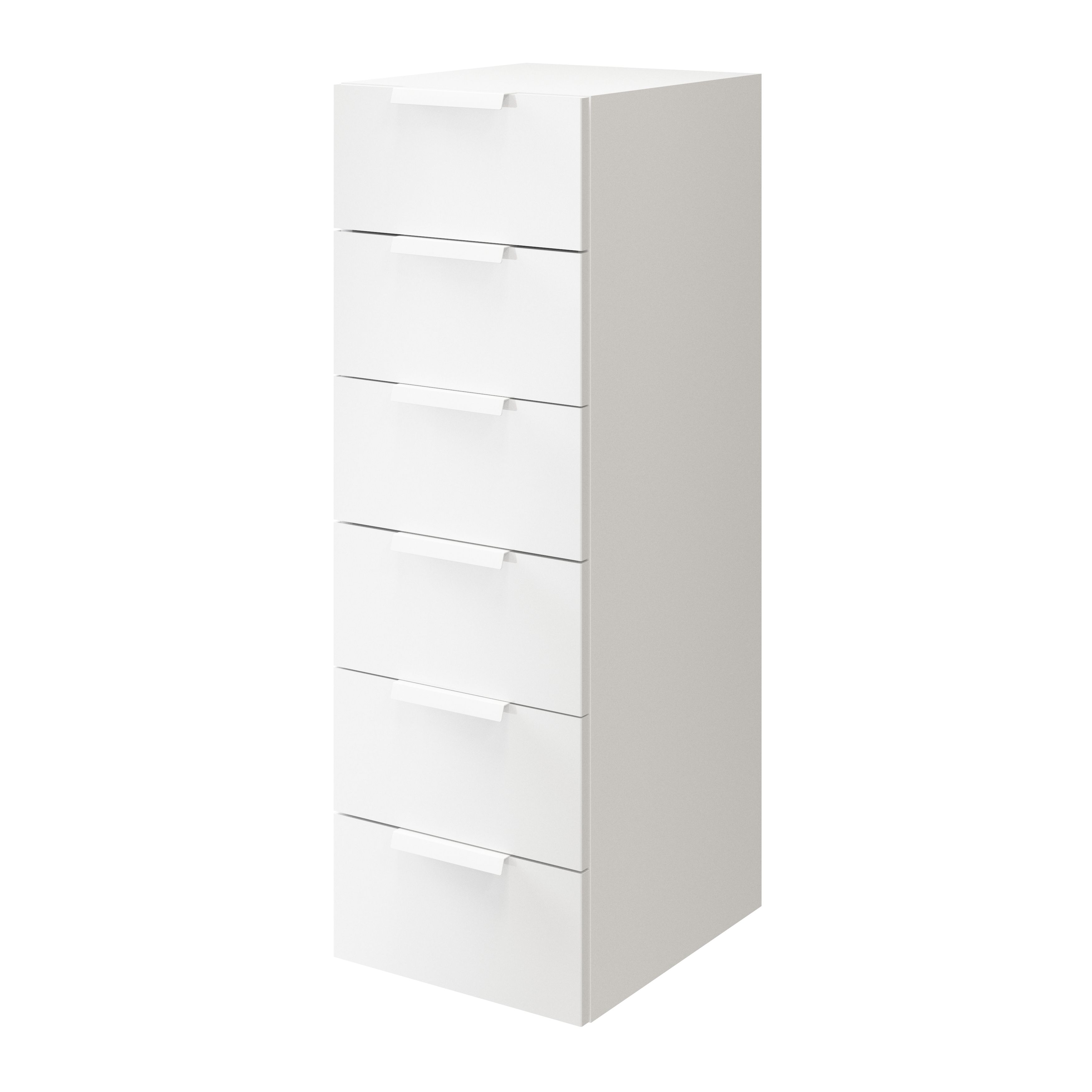 Atomia Freestanding White 6 Drawer Tall Chest of drawers (H)1125mm (W)375mm (D)470mm
