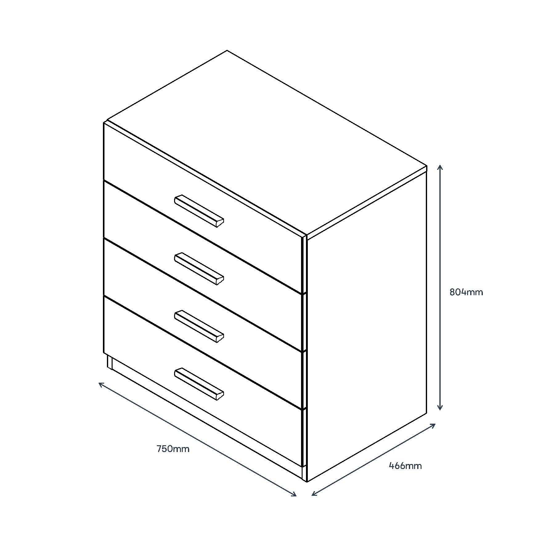 Atomia Matt grey oak effect 4 Drawer Deep Chest of drawers (H)804mm (W)750mm (D)466mm