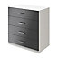 Atomia Matt & high gloss white & anthracite 4 Drawer Single Deep Chest of drawers (H)804mm (W)750mm (D)466mm