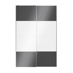 Atomia Panelled Anthracite & white High gloss 2 door Sliding Wardrobe Door kit (H)2250mm (W)1500mm