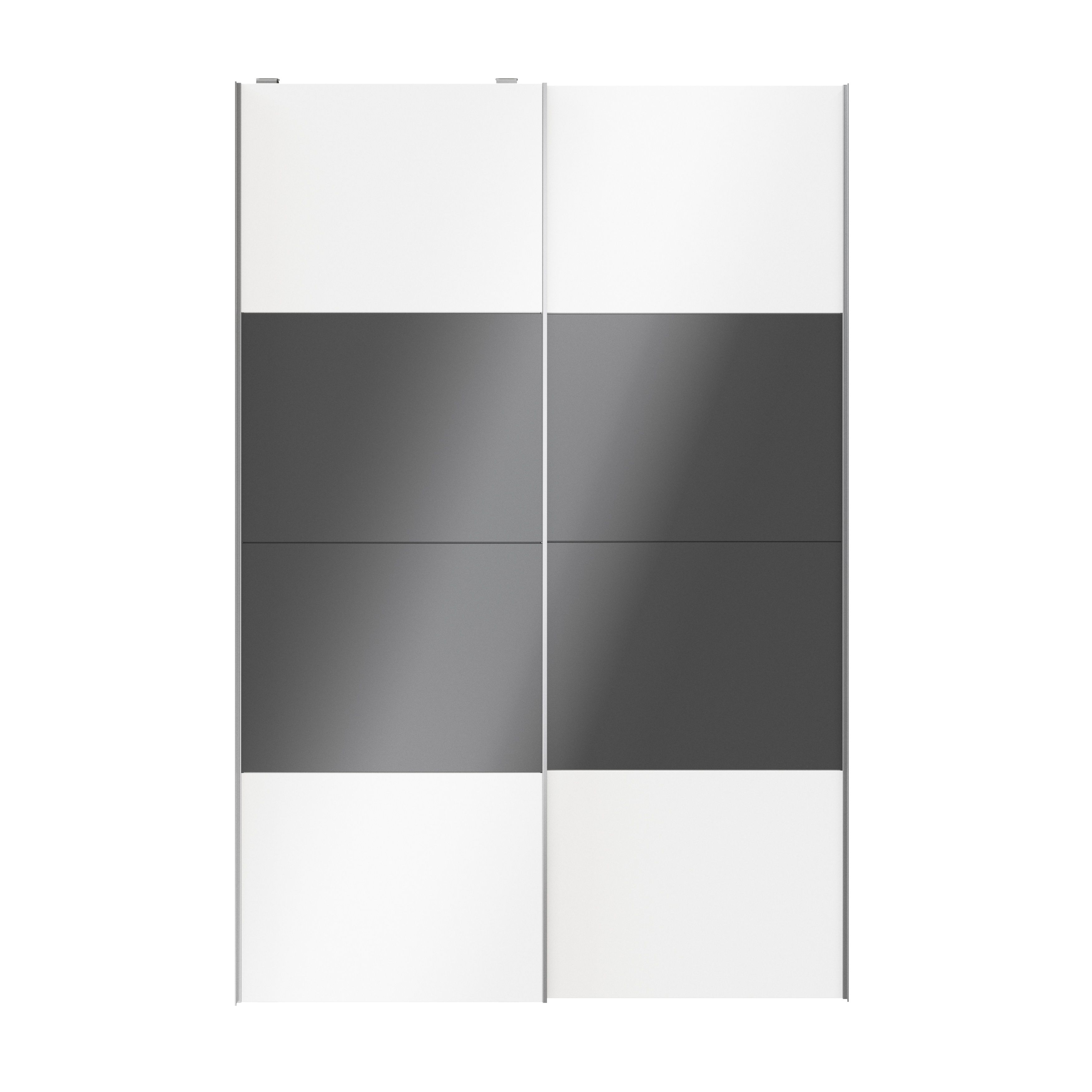 Atomia Panelled Anthracite & white High gloss 2 door Sliding Wardrobe Door kit (H)2250mm (W)1500mm