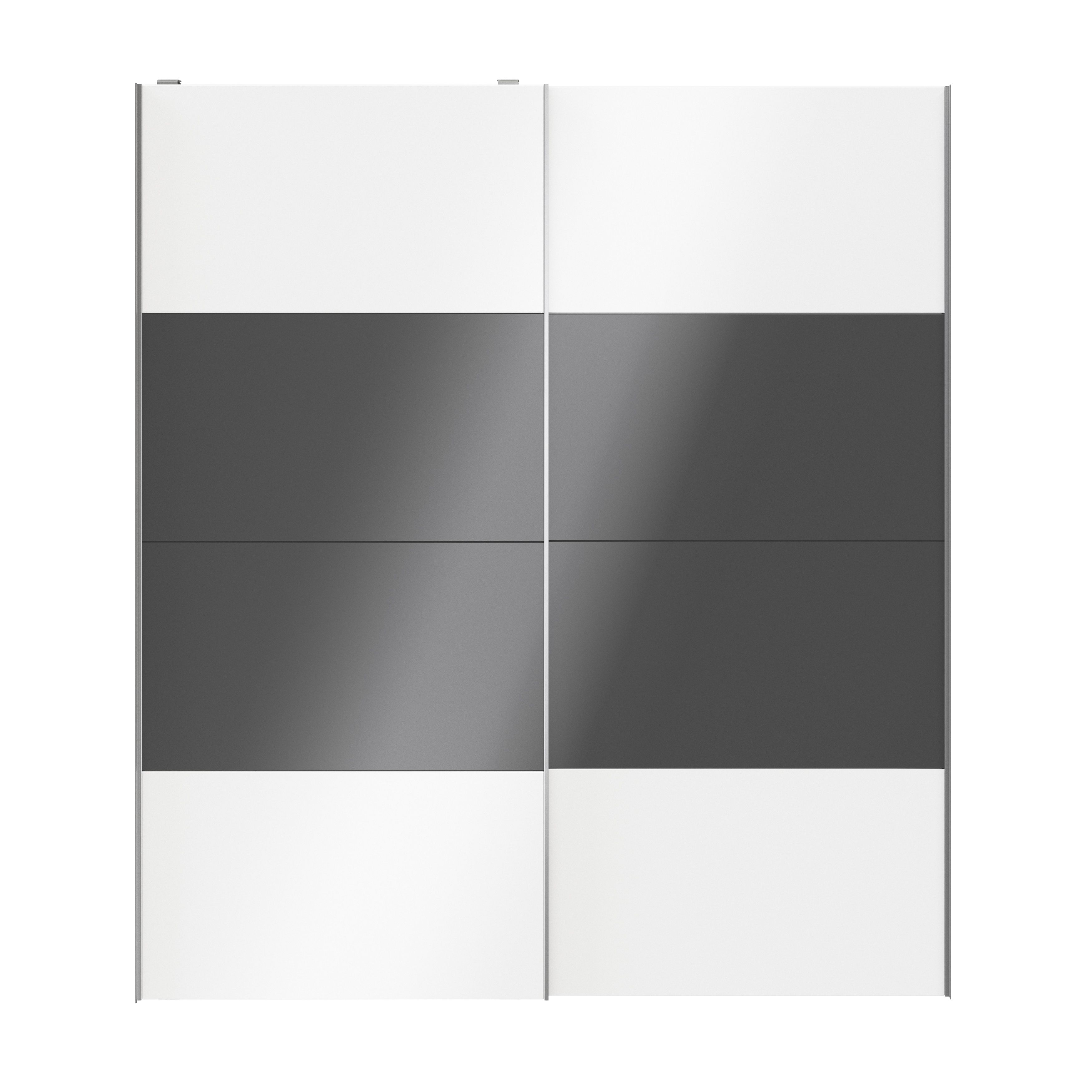 Atomia Panelled Anthracite & white High gloss 2 door Sliding Wardrobe Door kit (H)2250mm (W)2000mm