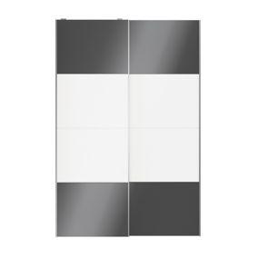 Atomia Panelled Anthracite & white High gloss & matt 2 door Sliding Wardrobe Door kit (H)2250mm (W)1500mm