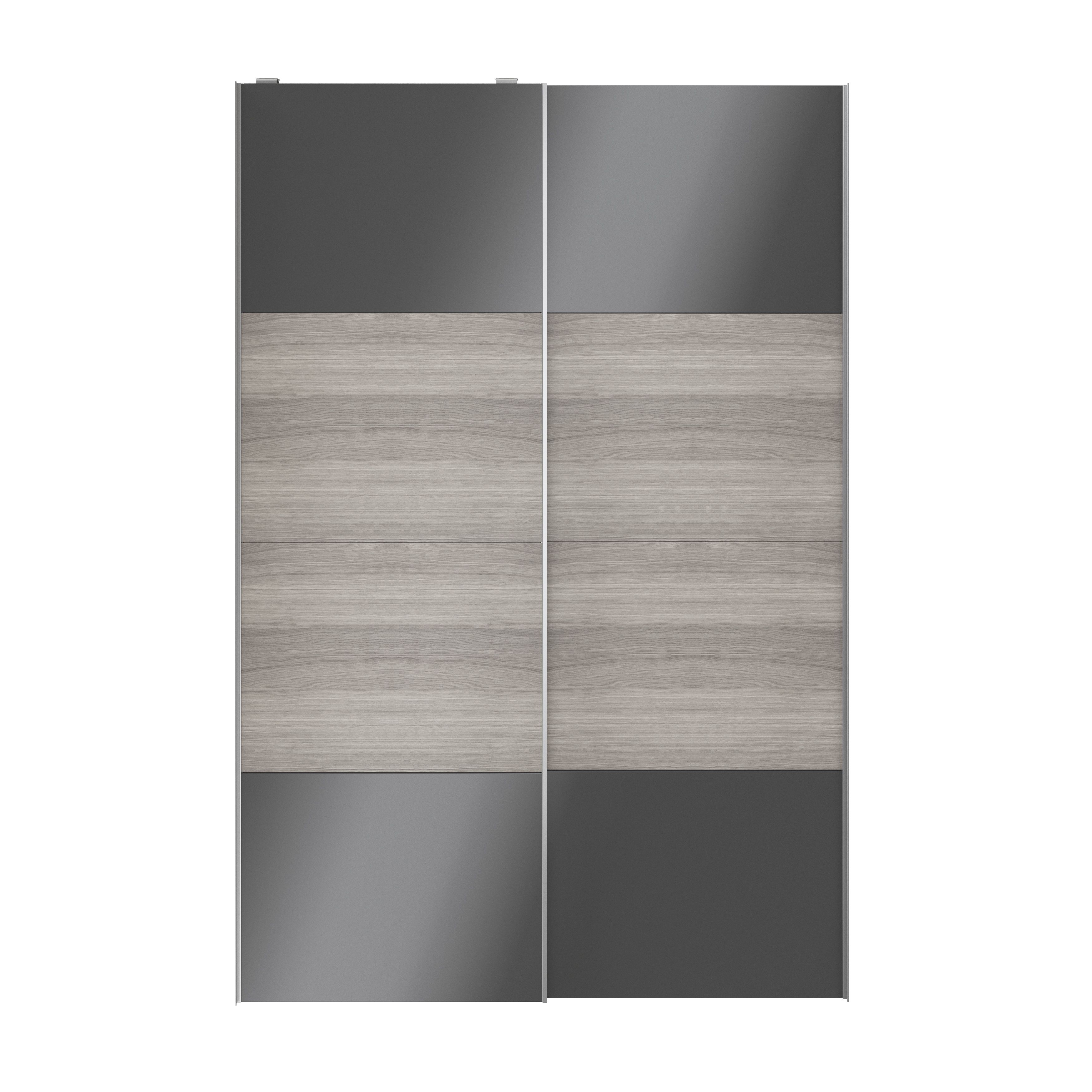 Atomia Panelled Grey & anthracite oak effect High gloss 2 door Sliding Wardrobe Door kit (H)2250mm (W)1500mm