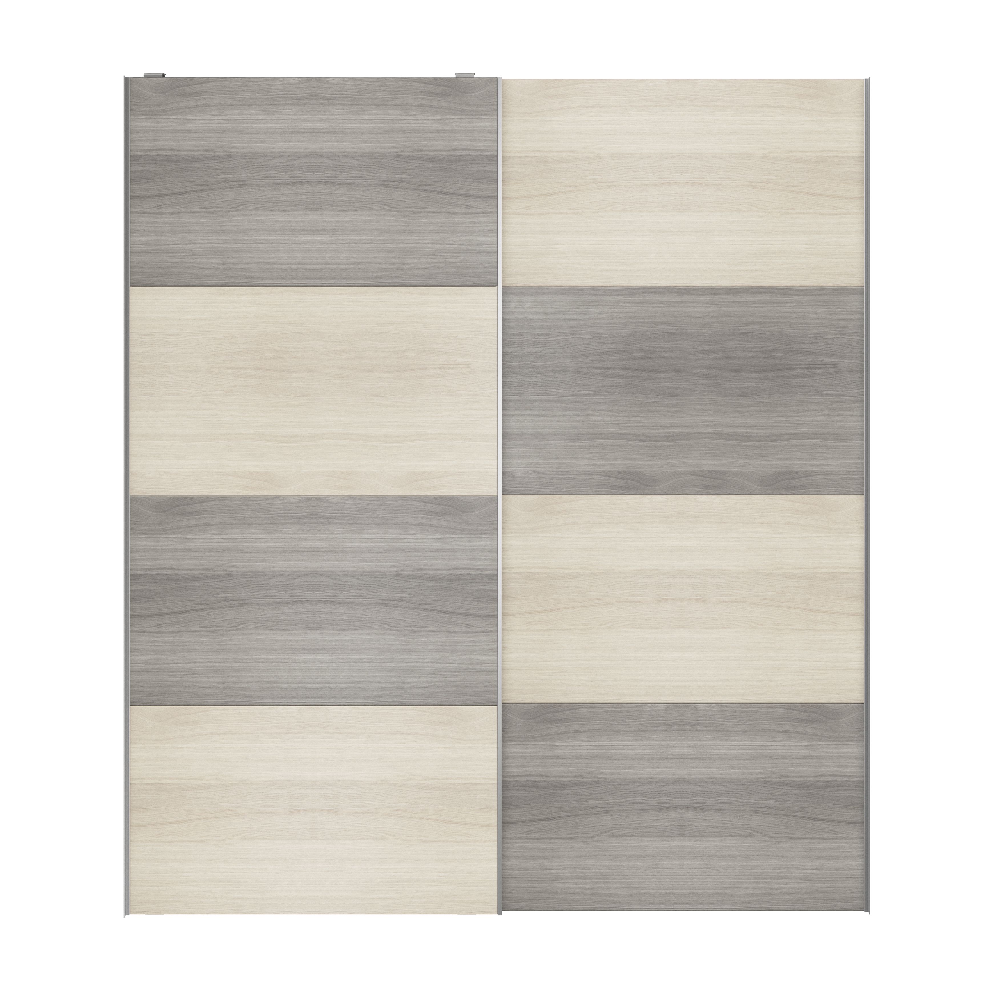 Atomia Panelled Grey & natural oak effect 2 door Sliding Wardrobe Door kit (H)2250mm (W)2000mm