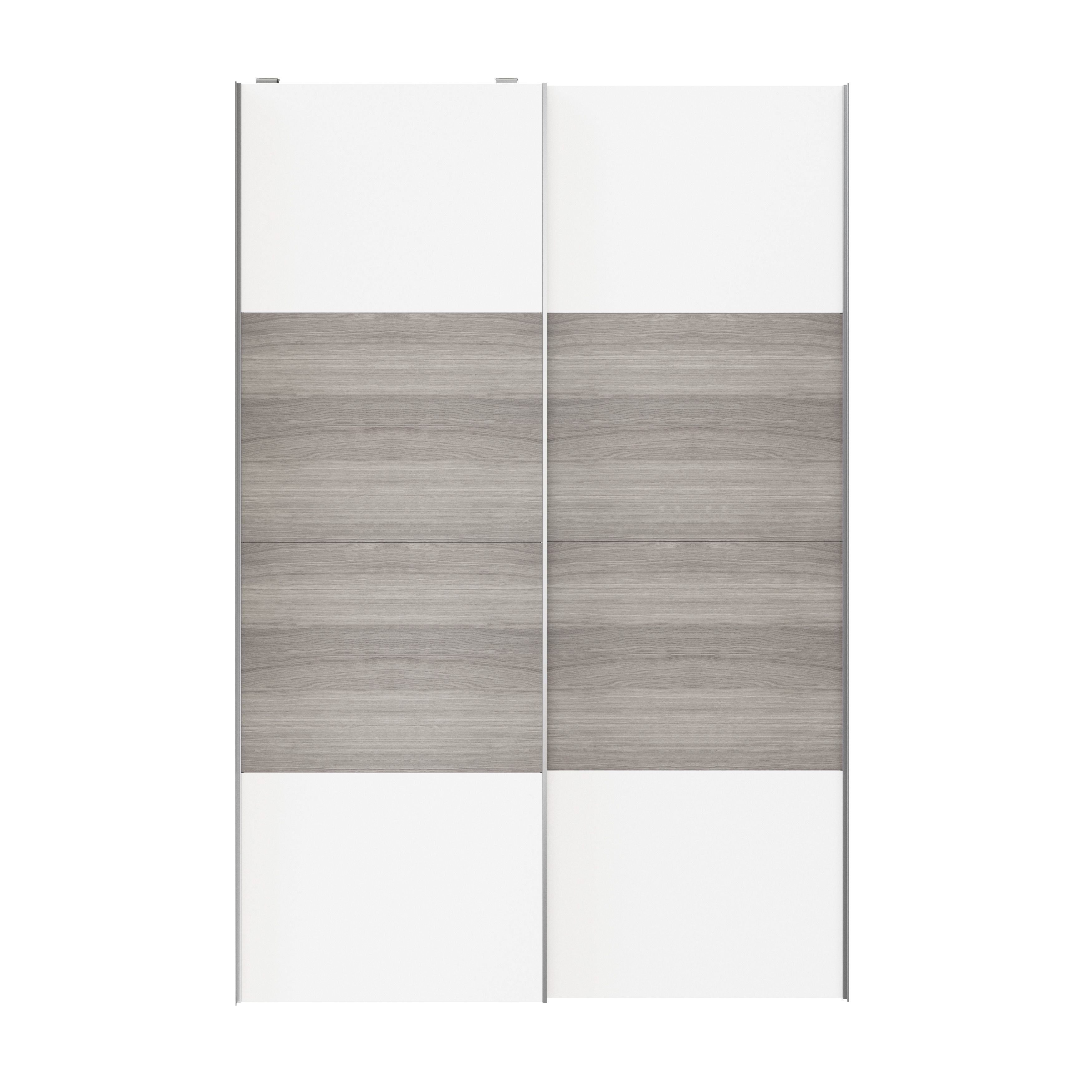 Atomia Panelled Grey & white oak effect 2 door Sliding Wardrobe Door kit (H)2250mm (W)1500mm
