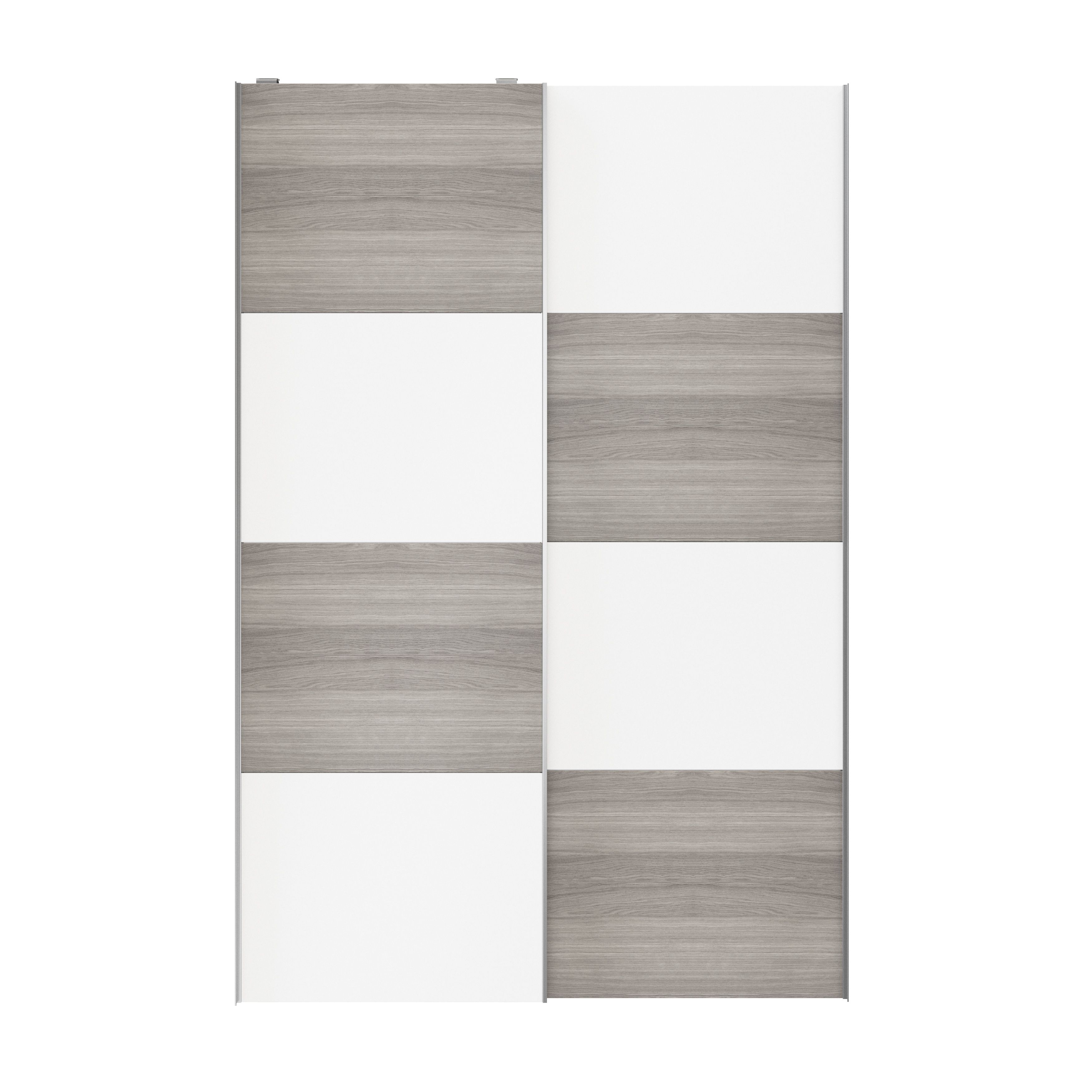 Atomia Panelled Grey & white oak effect 2 door Sliding Wardrobe Door kit (H)2250mm (W)1500mm