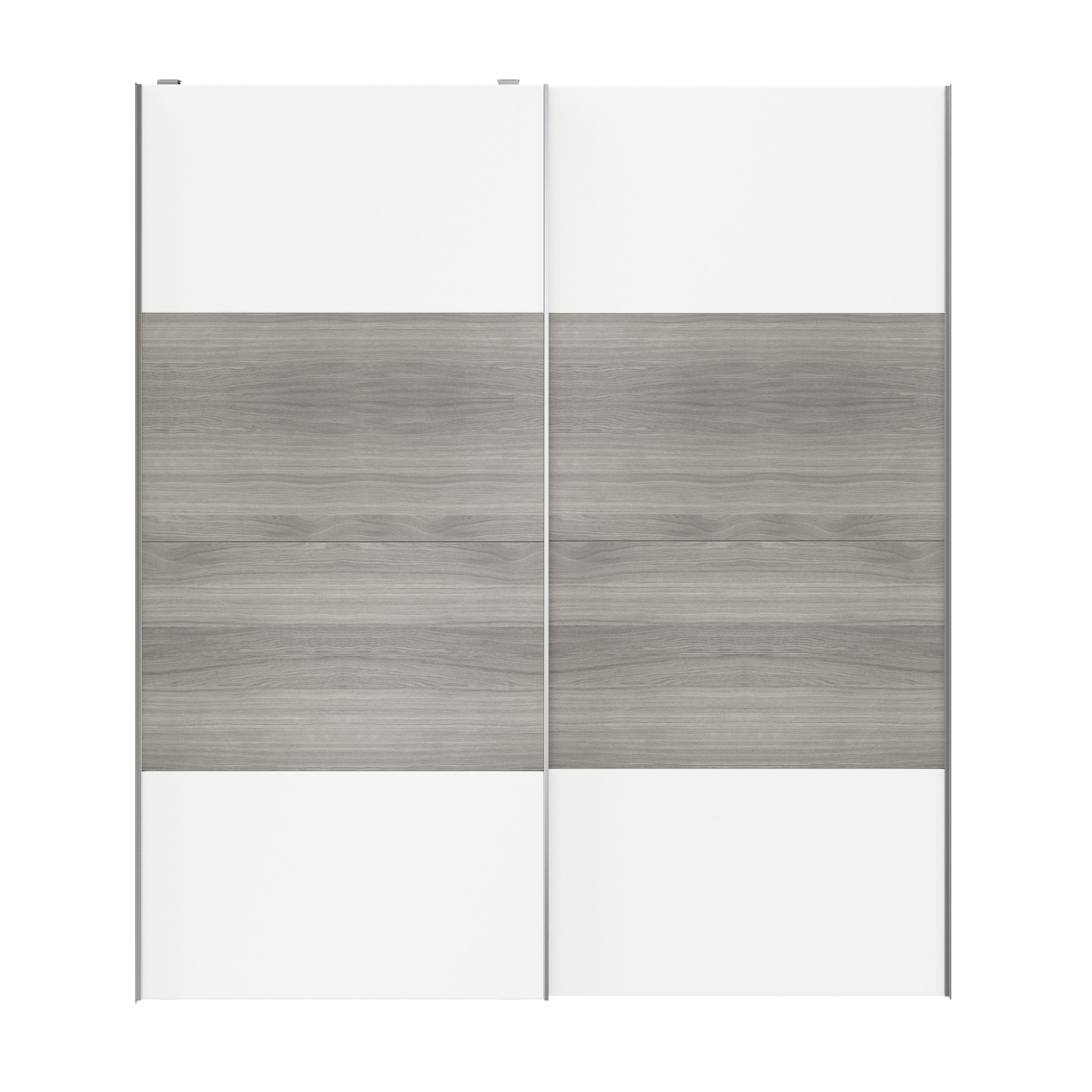 Atomia Panelled Grey & white oak effect 2 door Sliding Wardrobe Door kit (H)2250mm (W)2000mm