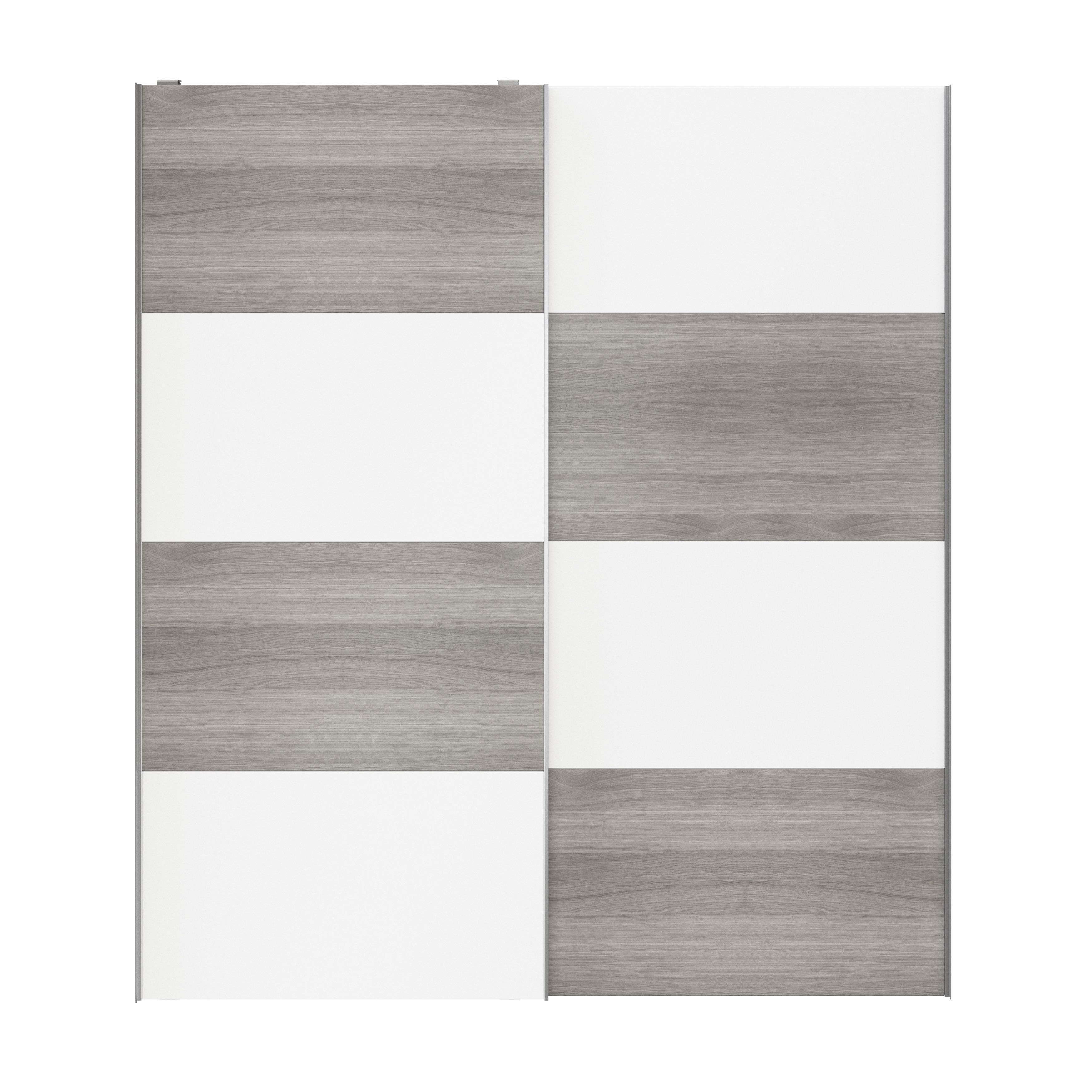 Atomia Panelled Grey & white oak effect 2 door Sliding Wardrobe Door kit (H)2250mm (W)2000mm