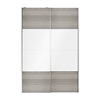 Atomia Panelled Grey & white oak effect High gloss 2 door Sliding Wardrobe Door kit (H)2250mm (W)1500mm