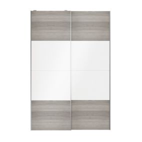 Atomia Panelled Grey & white oak effect High gloss 2 door Sliding Wardrobe Door kit (H)2250mm (W)1500mm