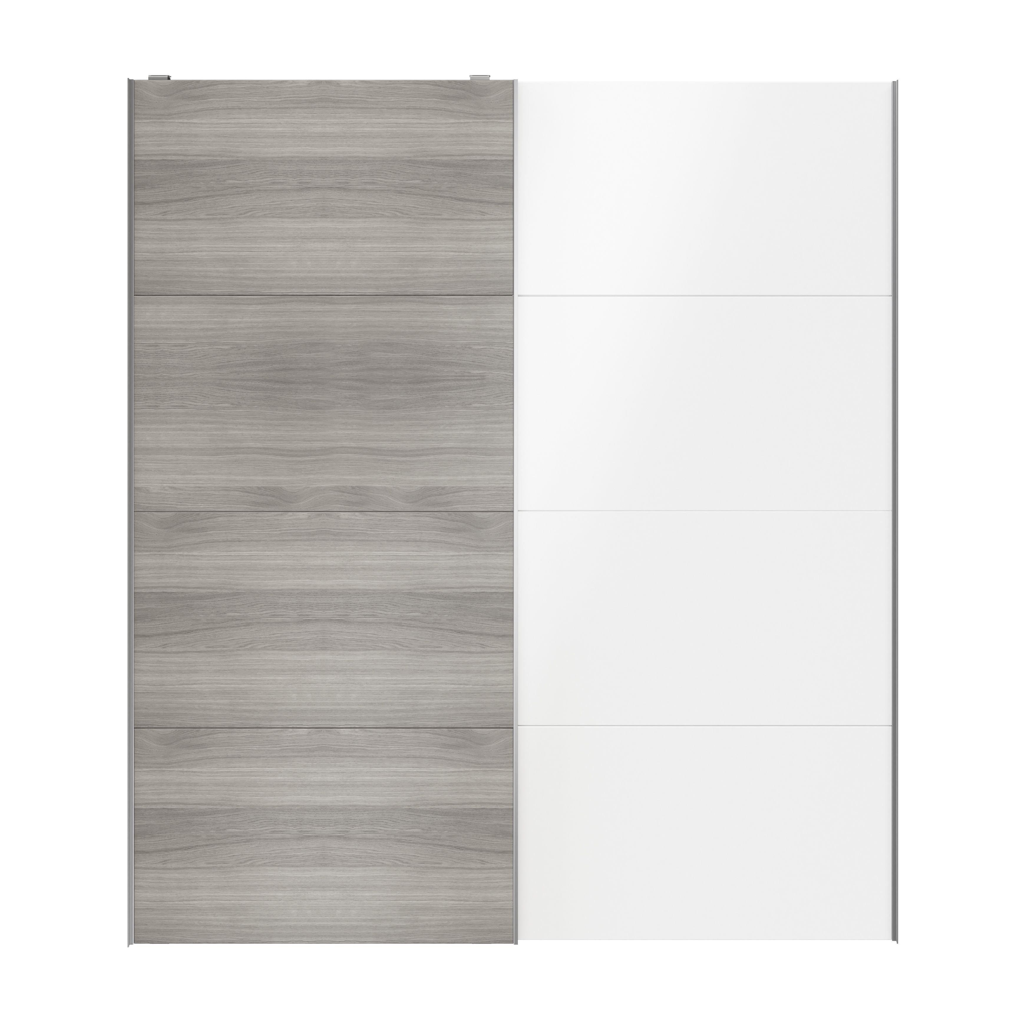 Atomia Panelled Grey & white oak effect High gloss 2 door Sliding Wardrobe Door kit (H)2250mm (W)2000mm