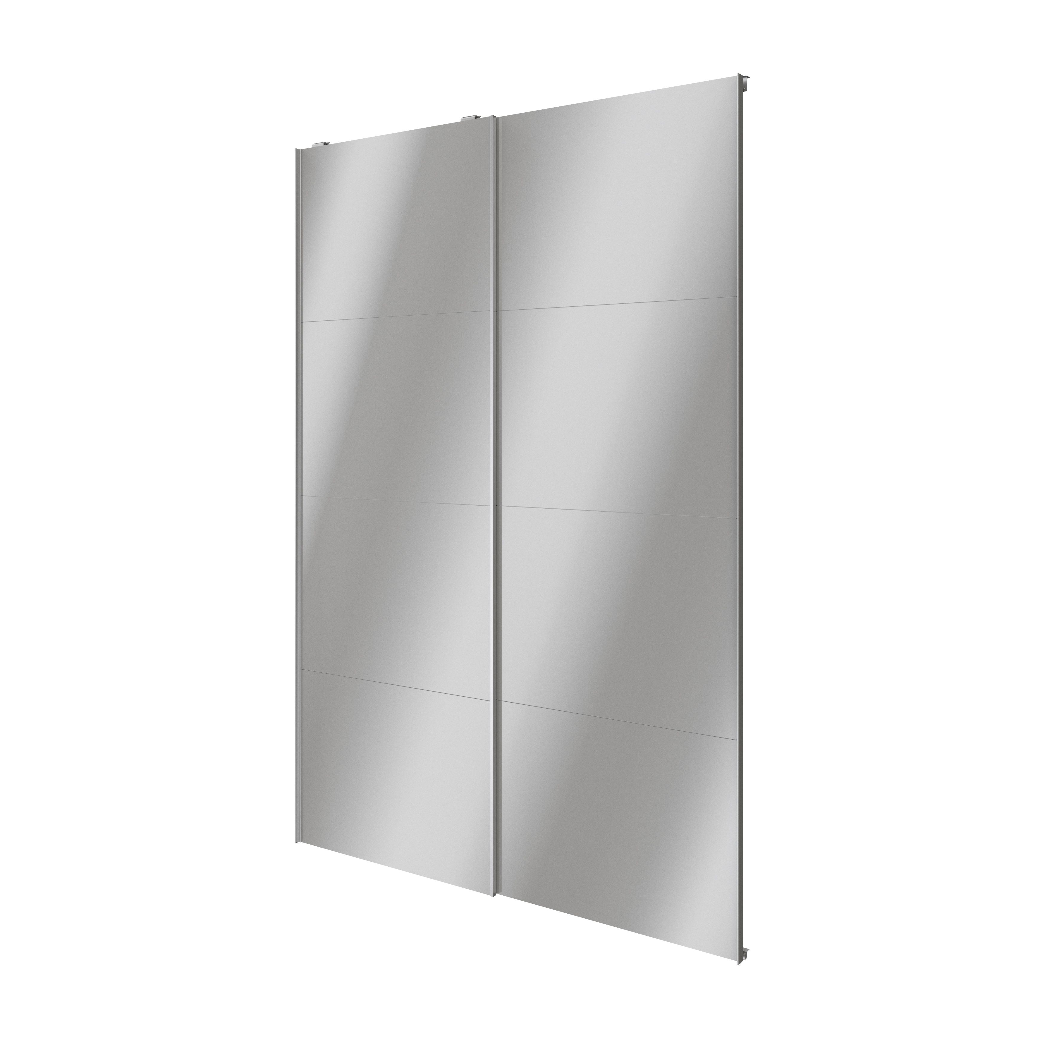 Atomia Panelled Mirrored 2 door Sliding Wardrobe Door kit (H)2250mm (W)1500mm