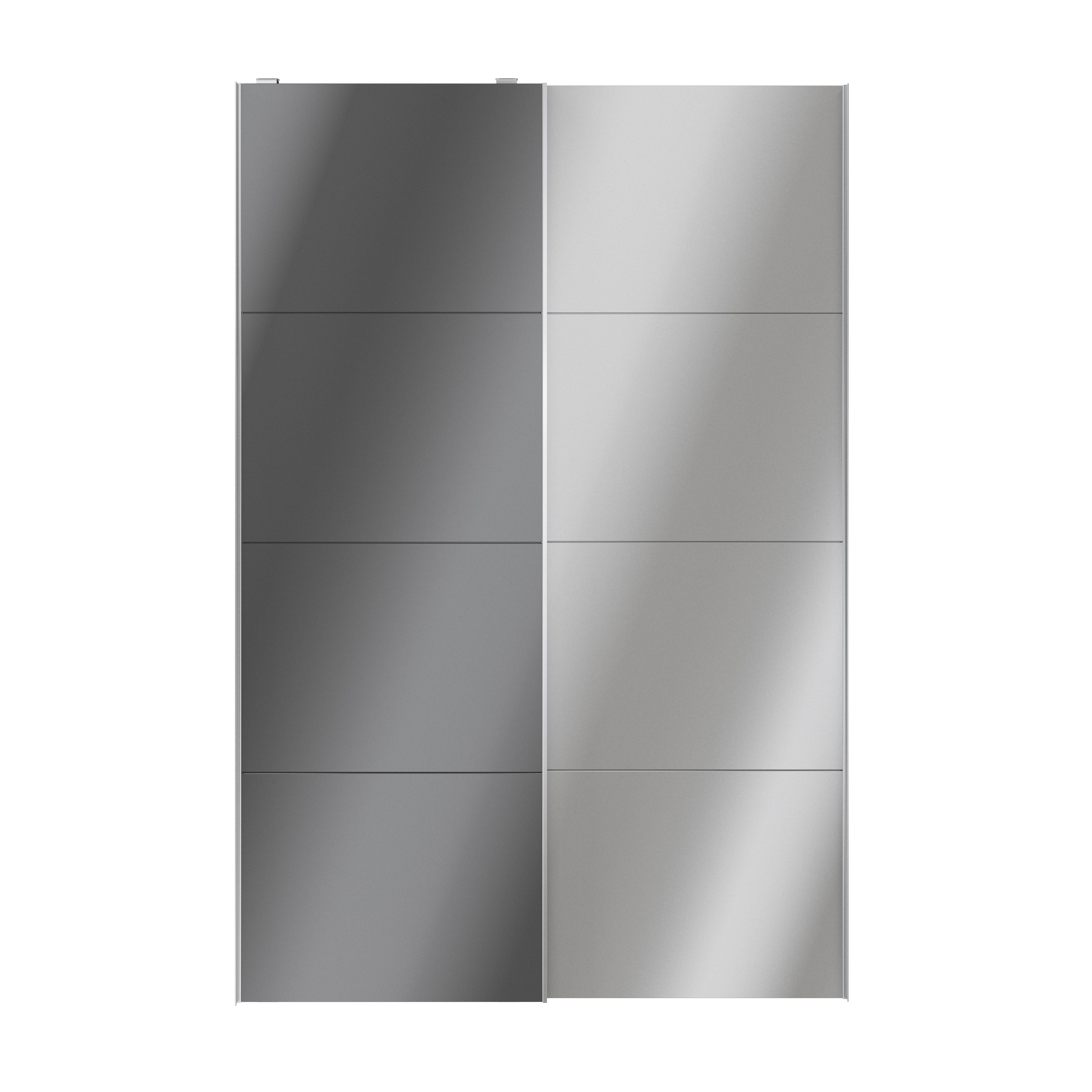 Atomia Panelled Mirrored Anthracite High gloss 2 door Sliding Wardrobe Door kit (H)2250mm (W)1500mm