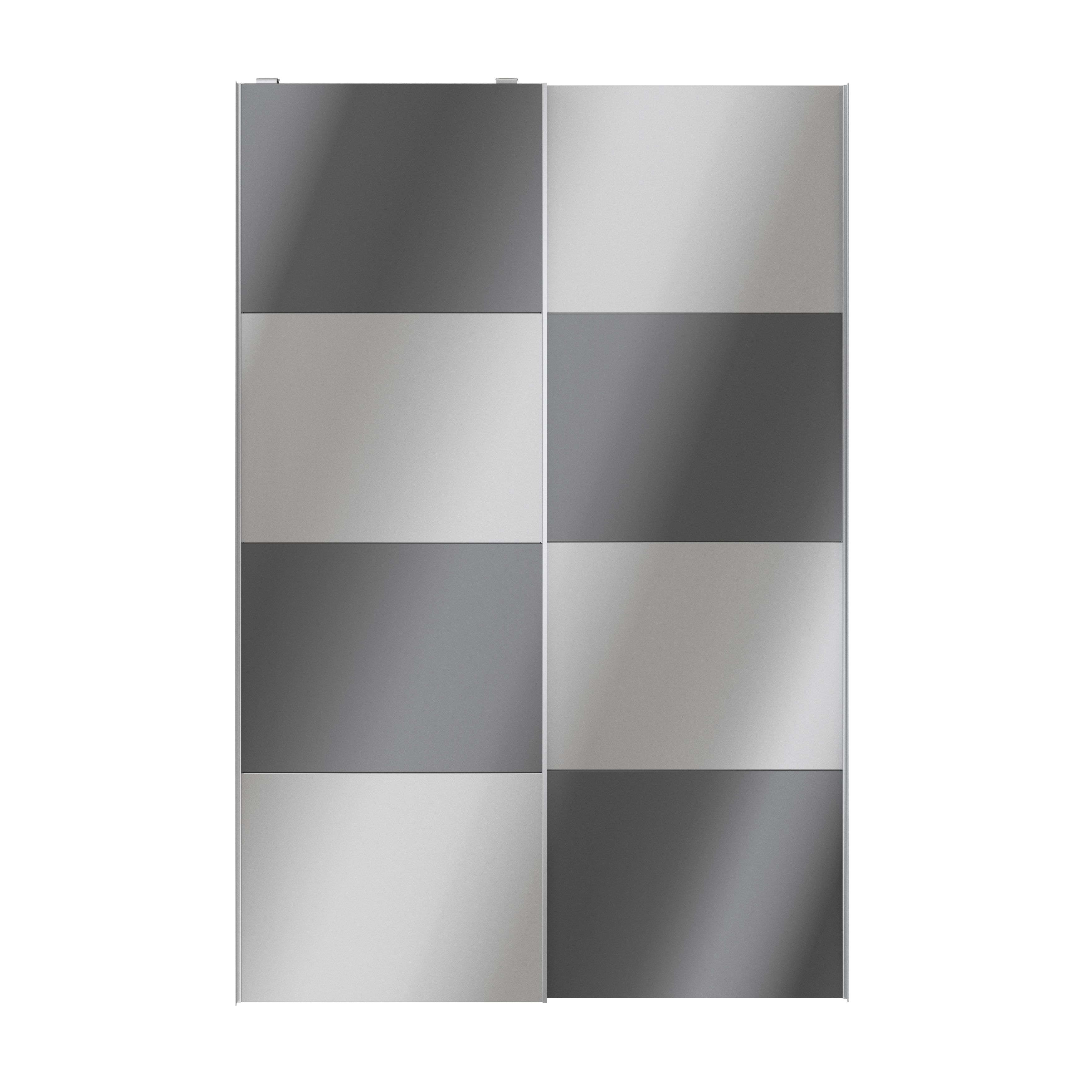 Atomia Panelled Mirrored Anthracite High gloss 2 door Sliding Wardrobe Door kit (H)2250mm (W)1500mm