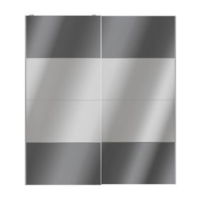 Atomia Panelled Mirrored Anthracite High gloss 2 door Sliding Wardrobe Door kit (H)2250mm (W)2000mm