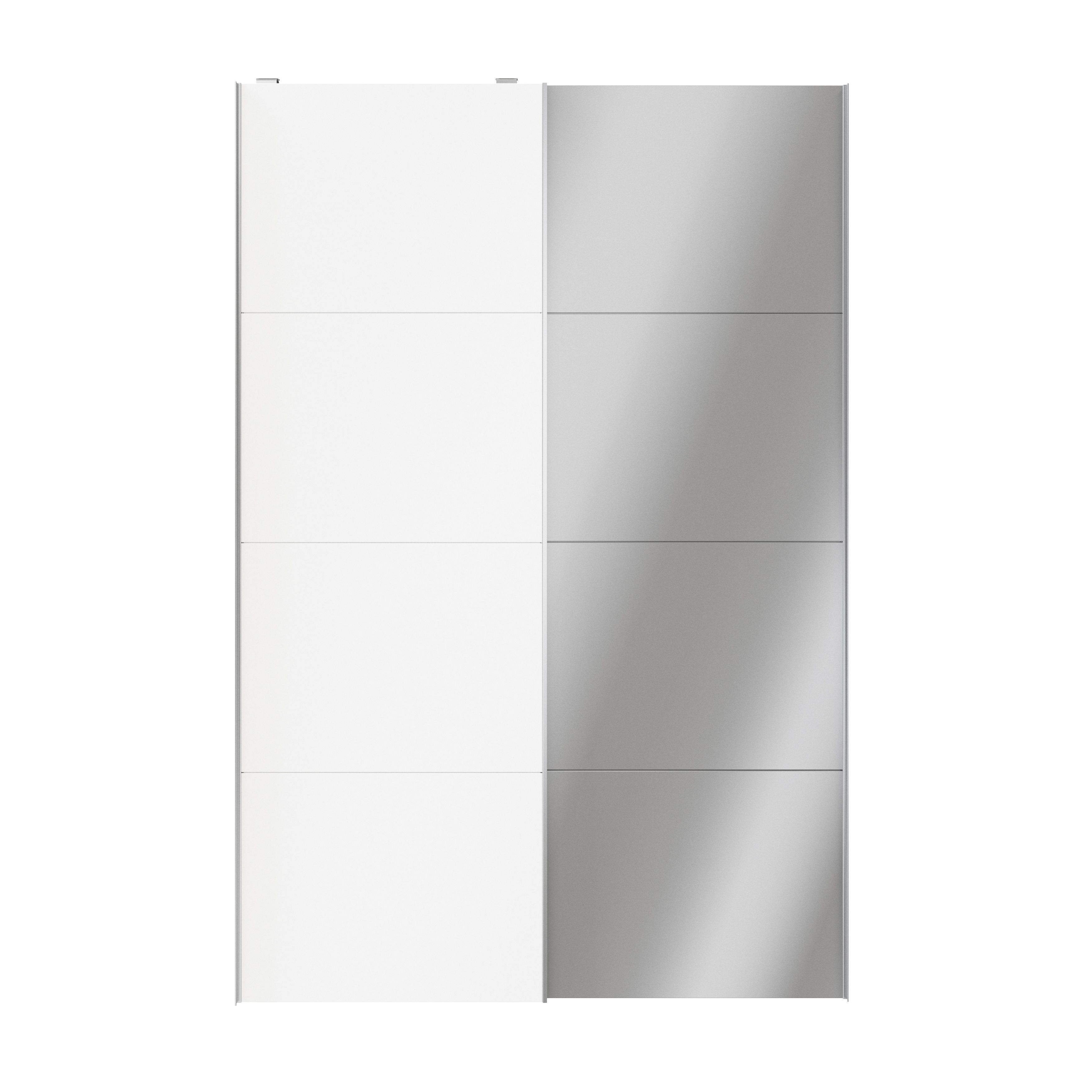 Atomia Panelled Mirrored White 2 door Sliding Wardrobe Door kit (H)2250mm (W)1500mm