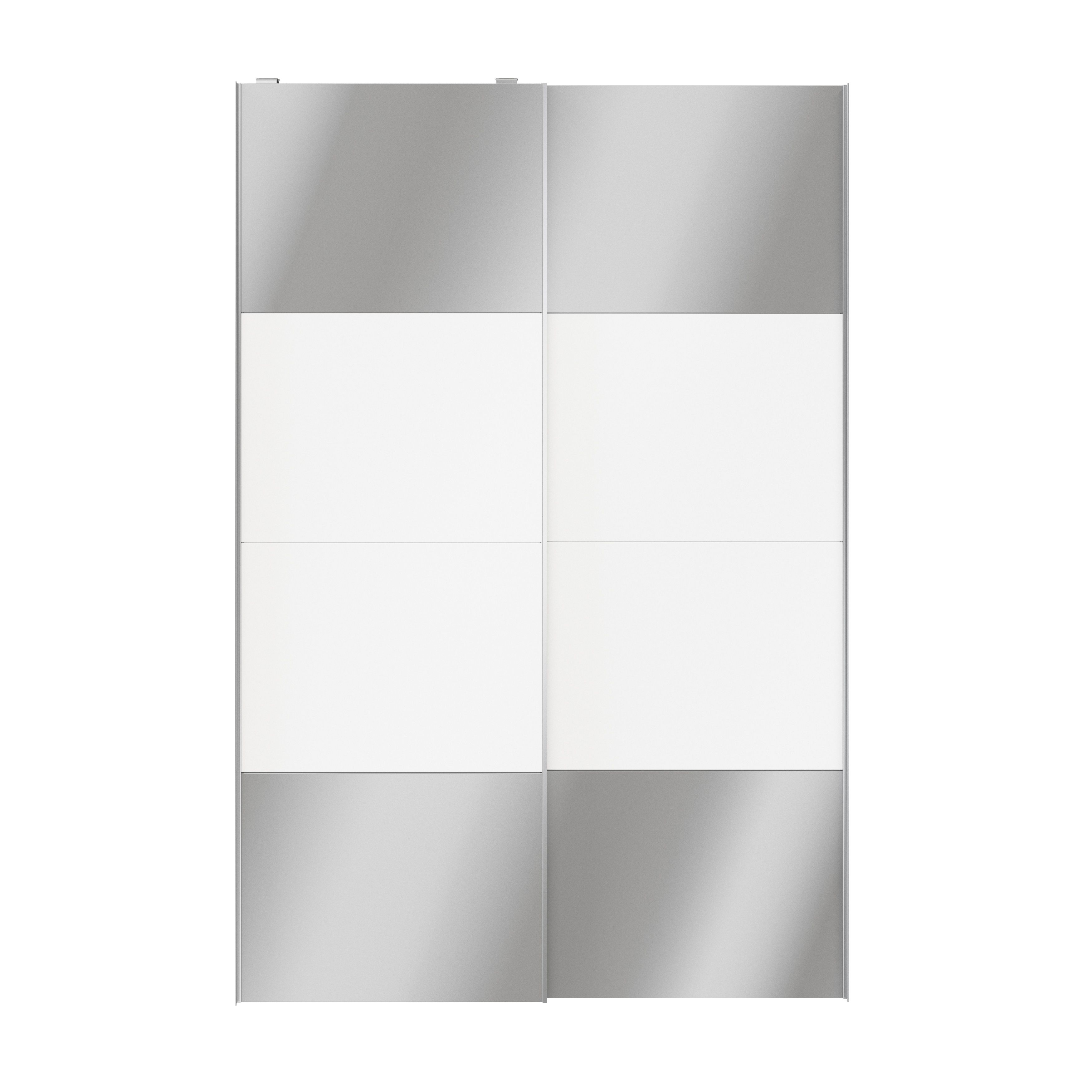 Atomia Panelled Mirrored White 2 door Sliding Wardrobe Door kit (H)2250mm (W)1500mm