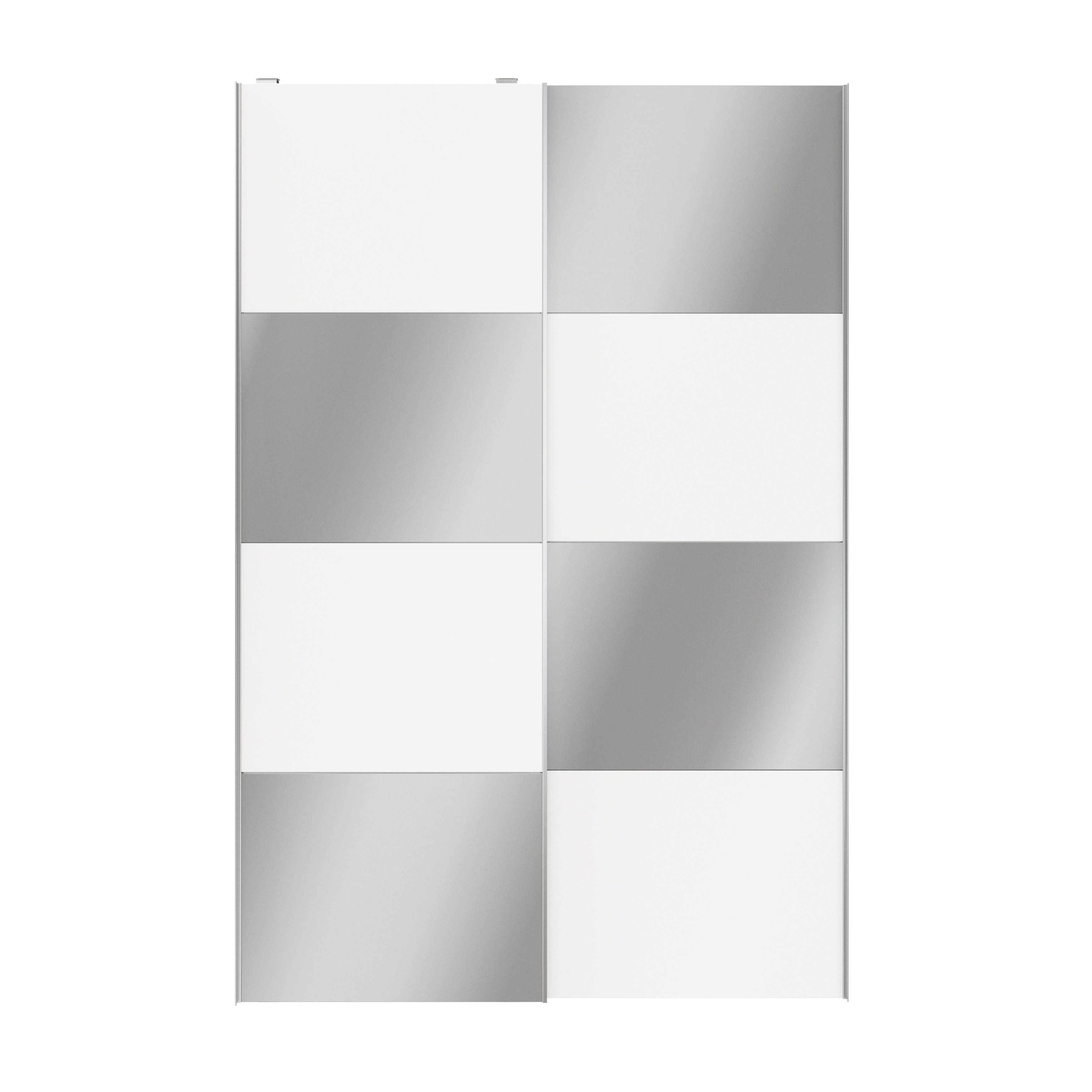 Atomia Panelled Mirrored White 2 door Sliding Wardrobe Door kit (H)2250mm (W)1500mm