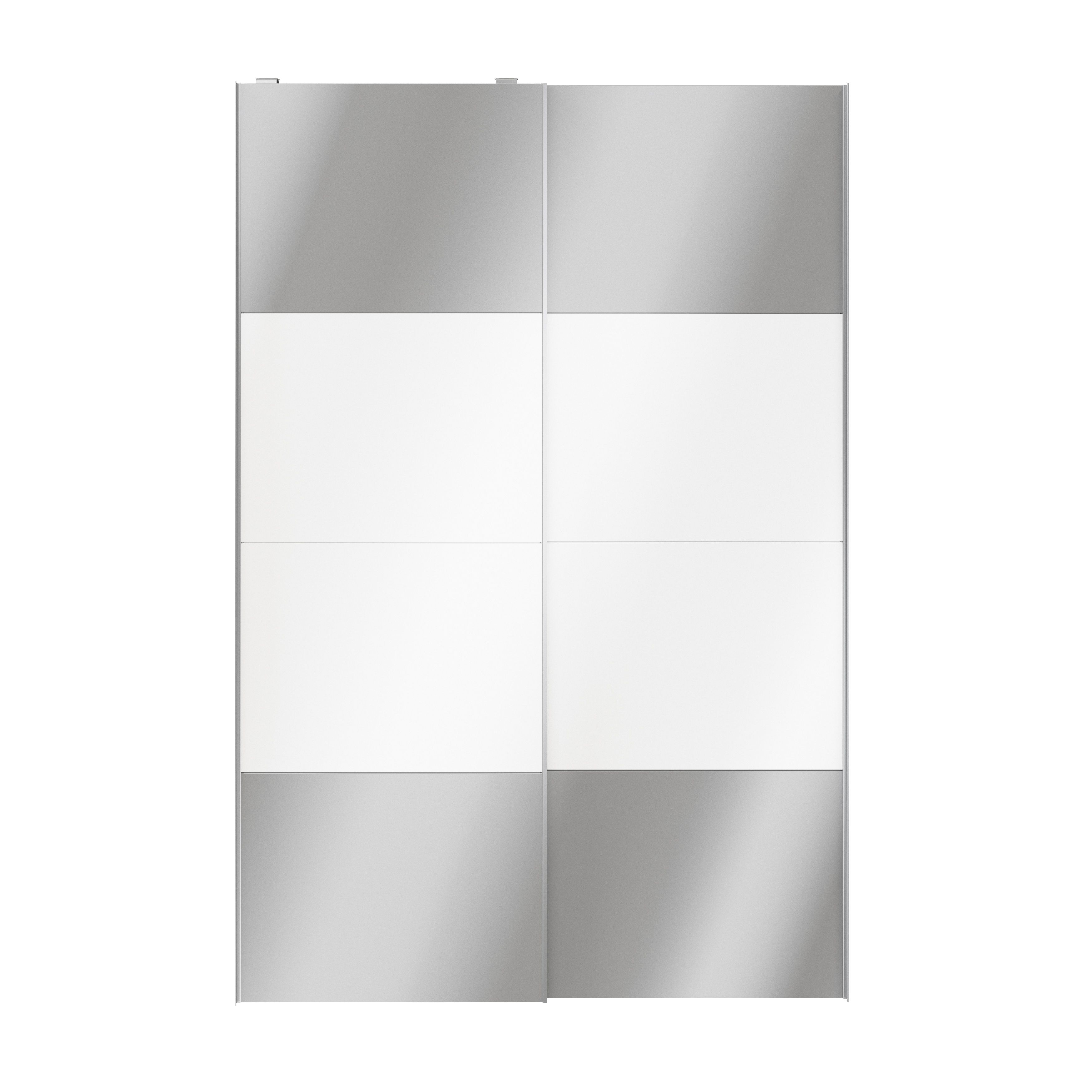 Atomia Panelled Mirrored White High gloss 2 door Sliding Wardrobe Door kit (H)2250mm (W)1500mm