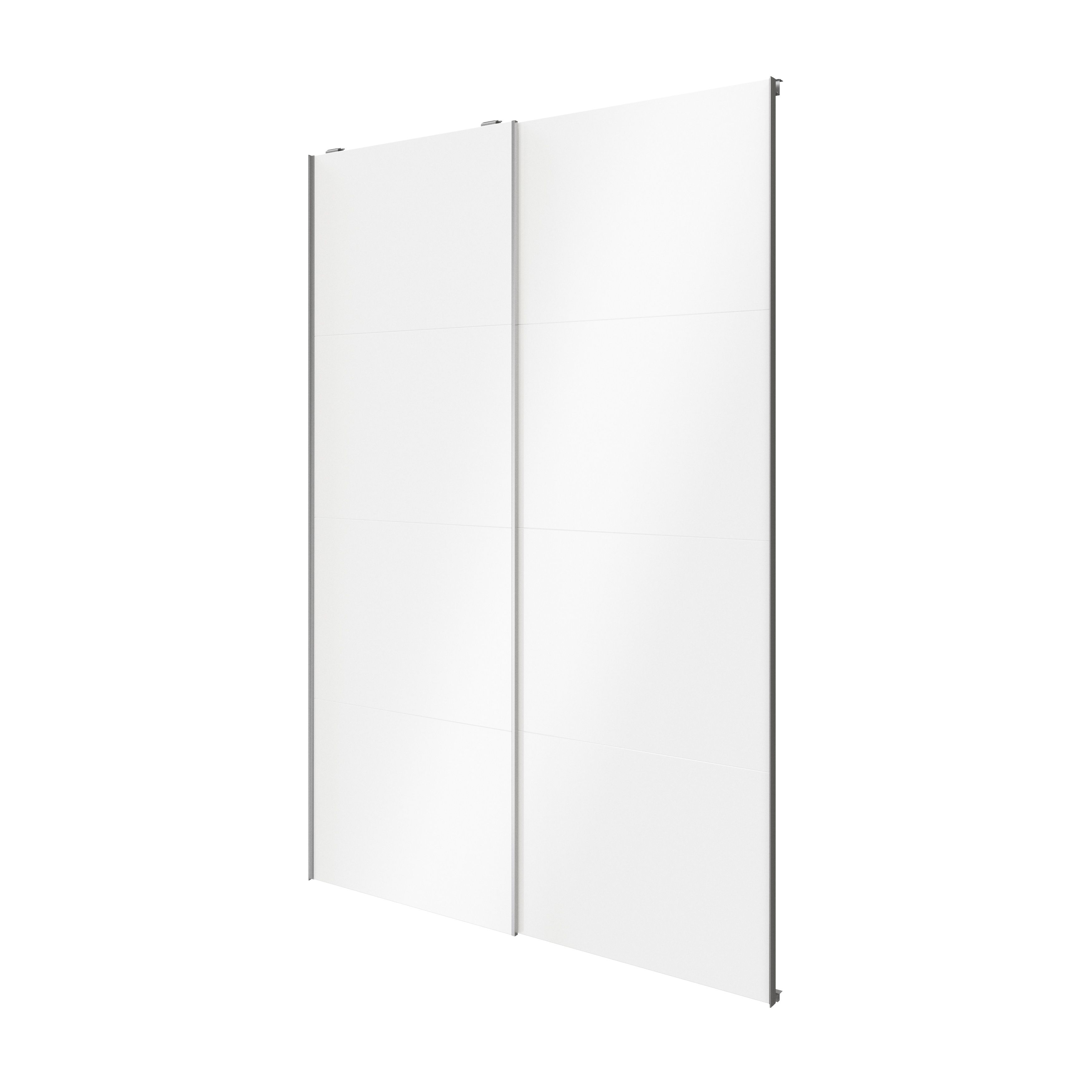 Atomia Panelled White High gloss 2 door Sliding Wardrobe Door kit (H)2250mm (W)1500mm