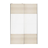 Atomia Panelled White oak effect 2 door Sliding Wardrobe Door kit (H)2250mm (W)1500mm