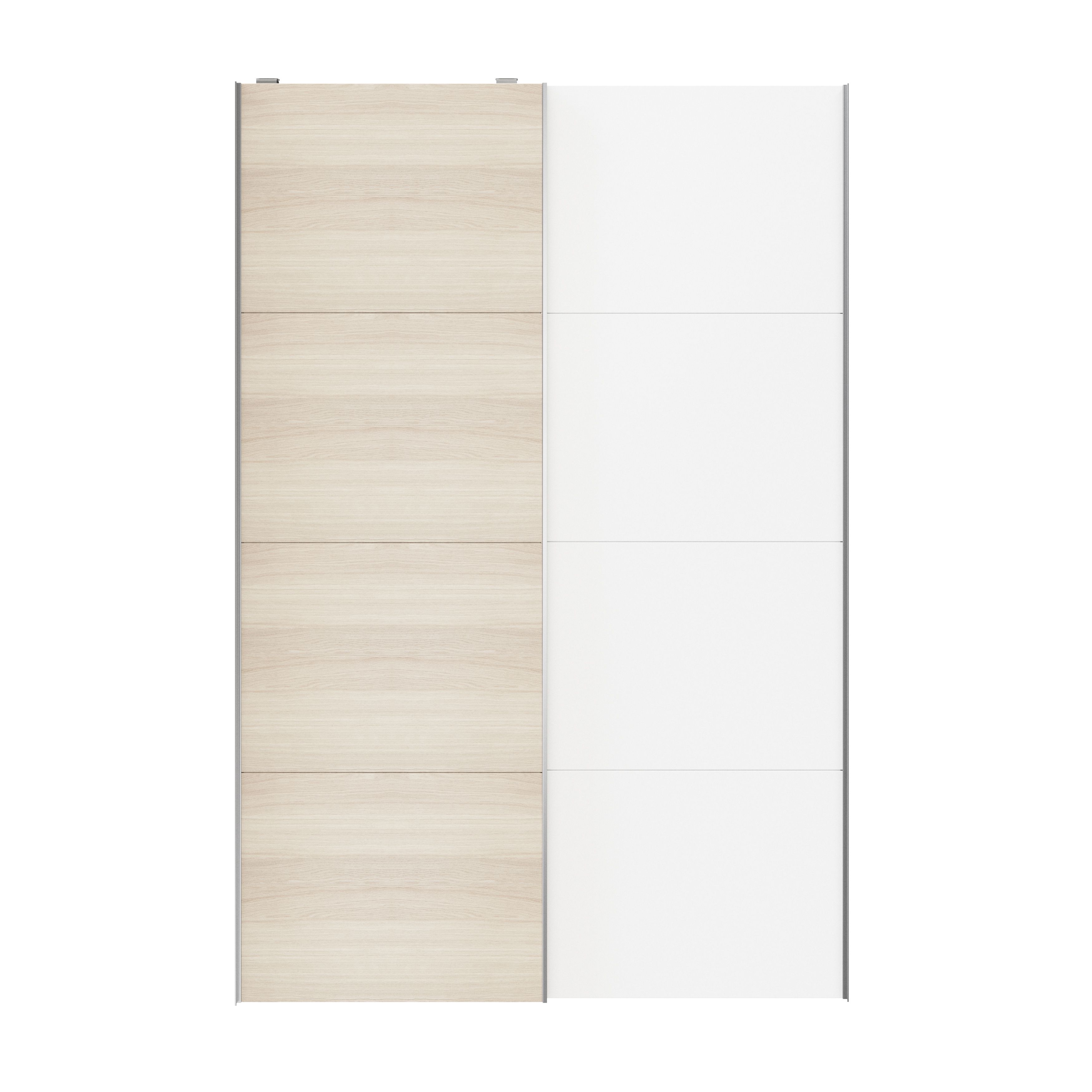 Atomia Panelled White oak effect 2 door Sliding Wardrobe Door kit (H)2250mm (W)1500mm
