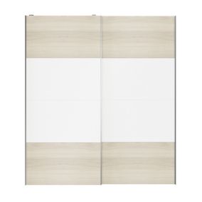 Atomia Panelled White oak effect 2 door Sliding Wardrobe Door kit (H)2250mm (W)2000mm