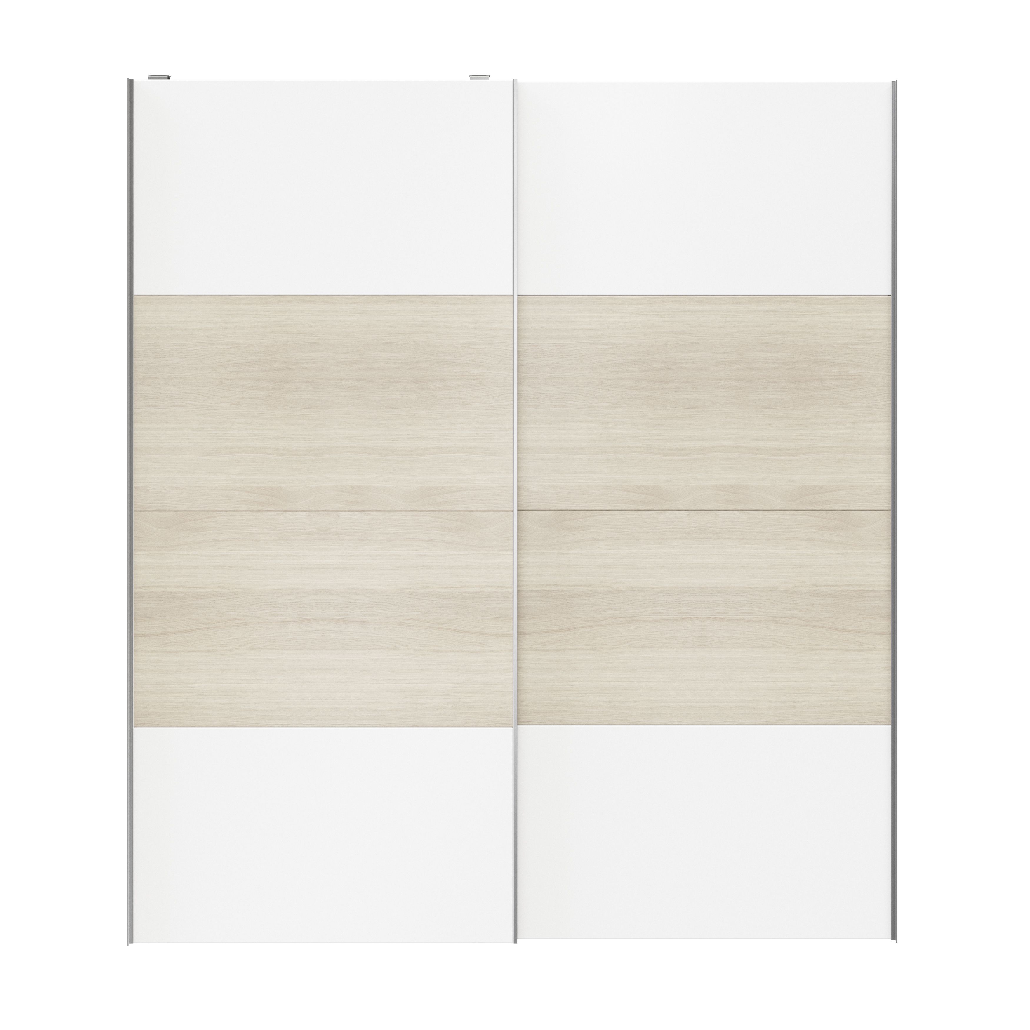 Atomia Panelled White oak effect 2 door Sliding Wardrobe Door kit (H)2250mm (W)2000mm