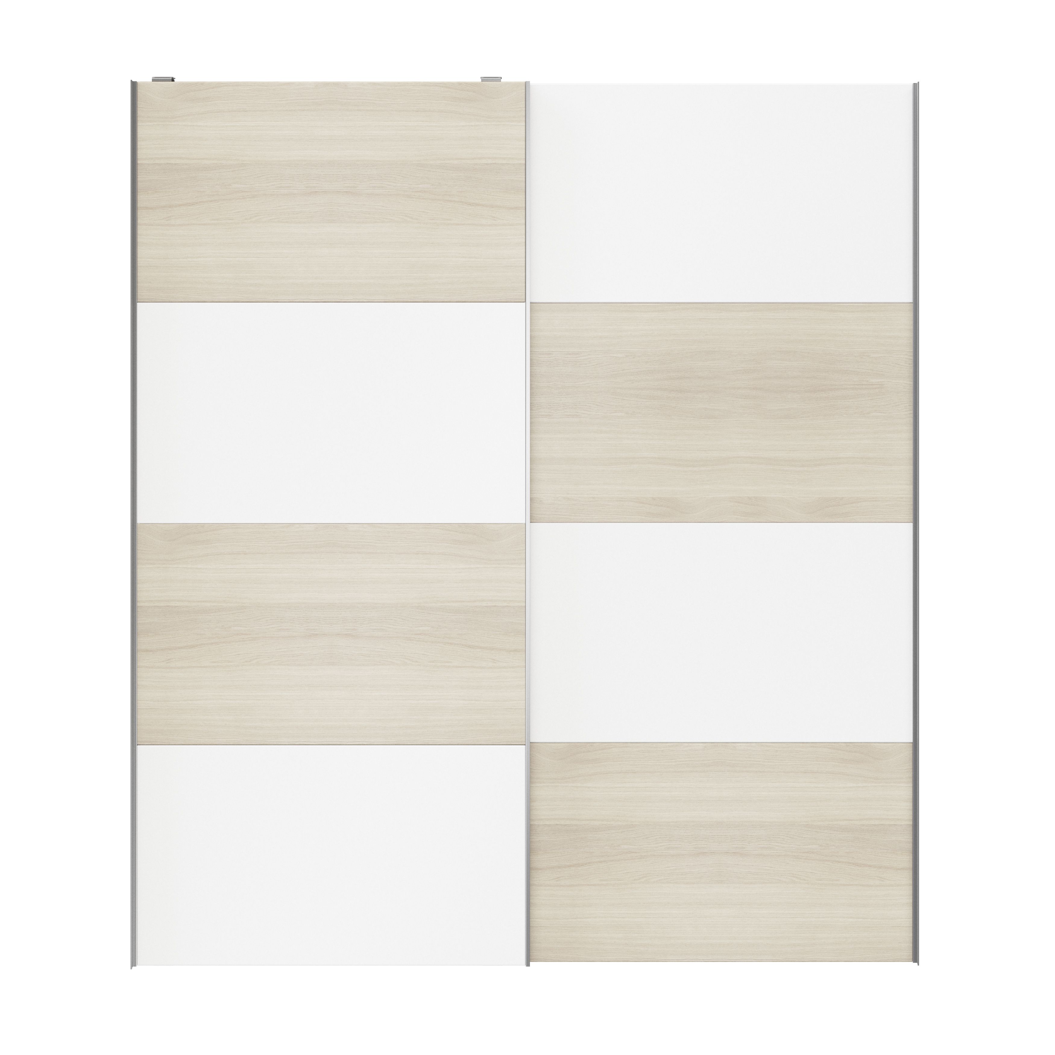 Atomia Panelled White oak effect 2 door Sliding Wardrobe Door kit (H)2250mm (W)2000mm