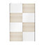 Atomia Panelled White oak effect High gloss 2 door Sliding Wardrobe Door kit (H)2250mm (W)1500mm