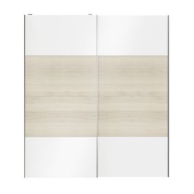 Atomia Panelled White oak effect High gloss 2 door Sliding Wardrobe Door kit (H)2250mm (W)2000mm