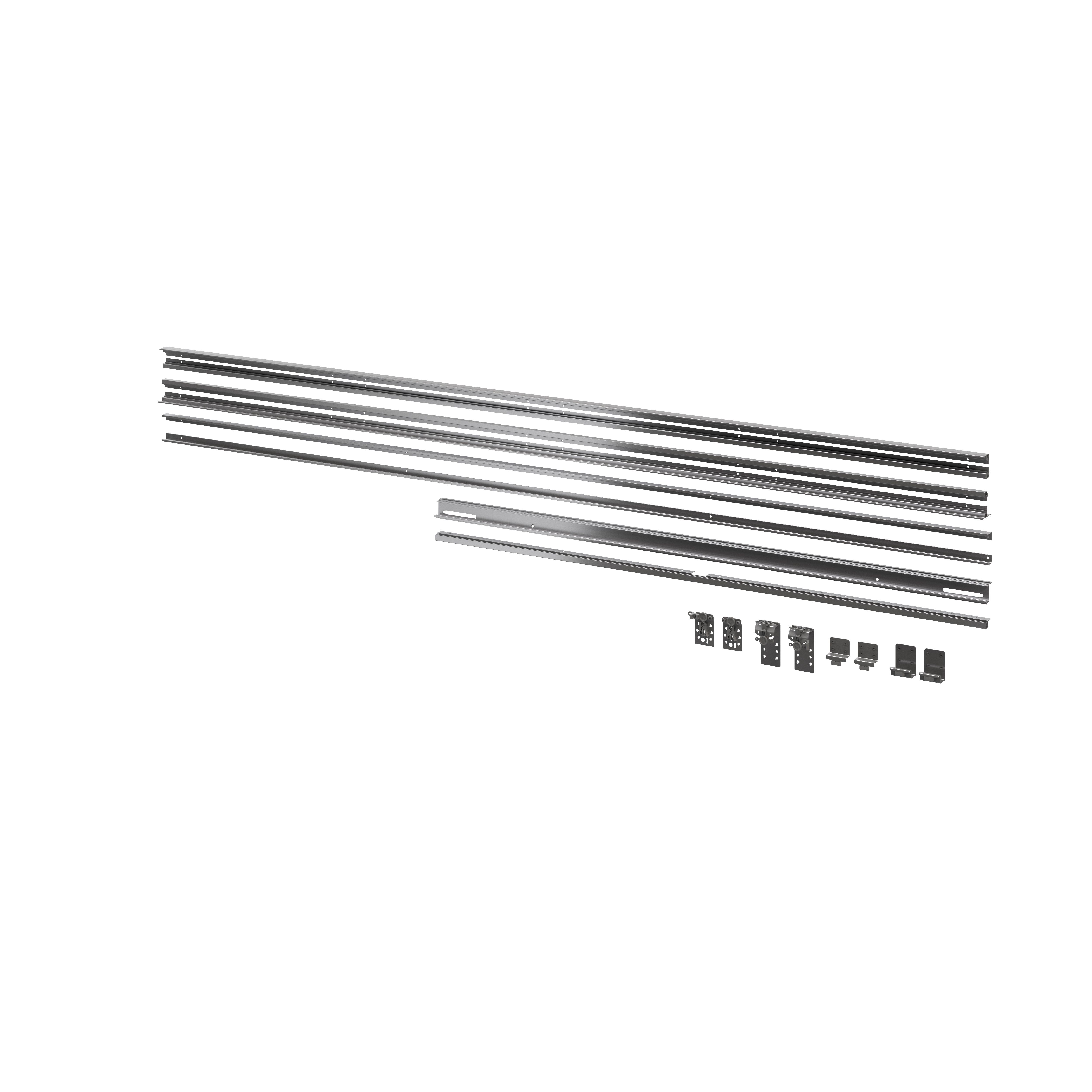 Atomia Satin silver effect Sliding wardrobe door track set (L)2250mm (W)1500mm