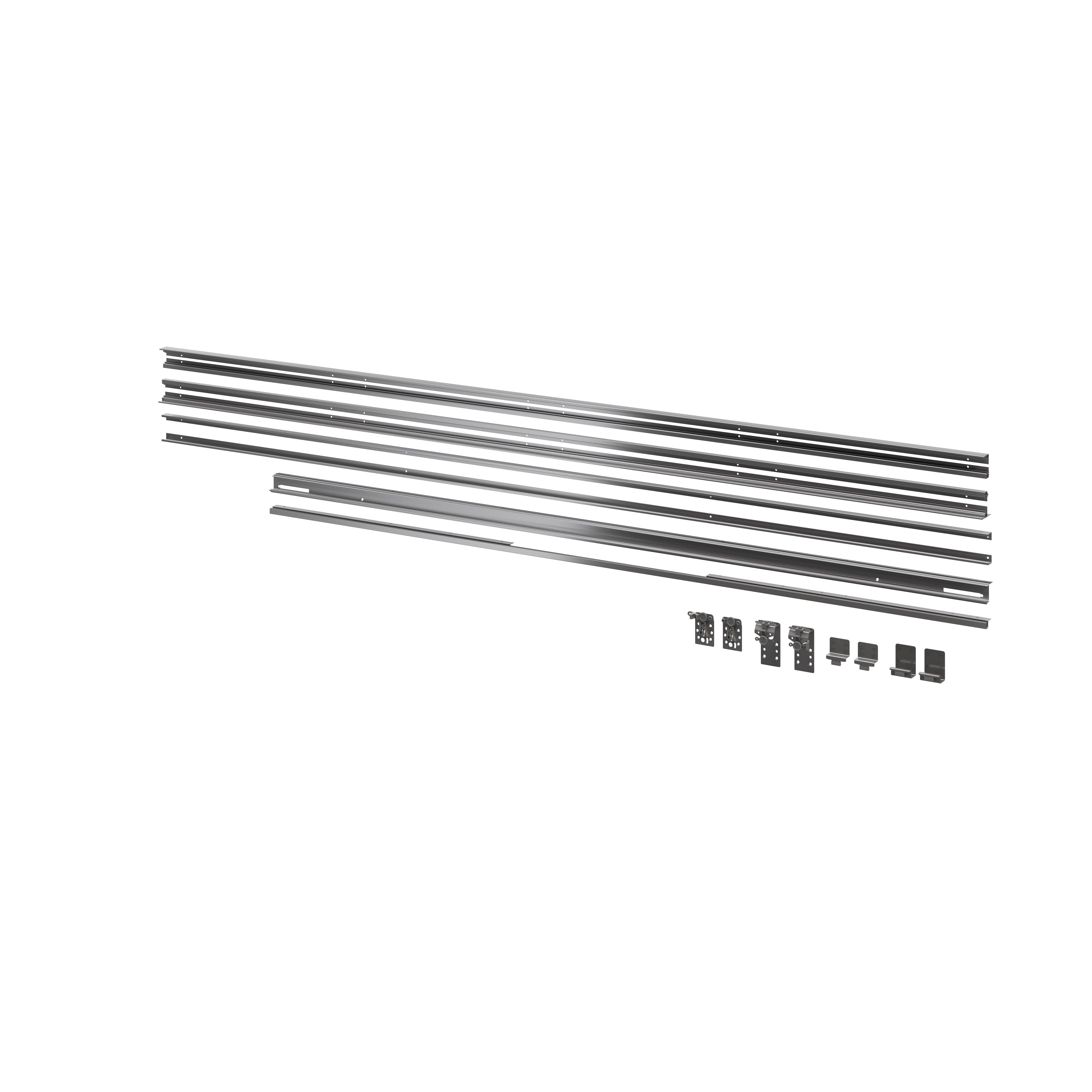 Atomia Satin silver effect Sliding wardrobe door track set (L)2250mm (W)2000mm