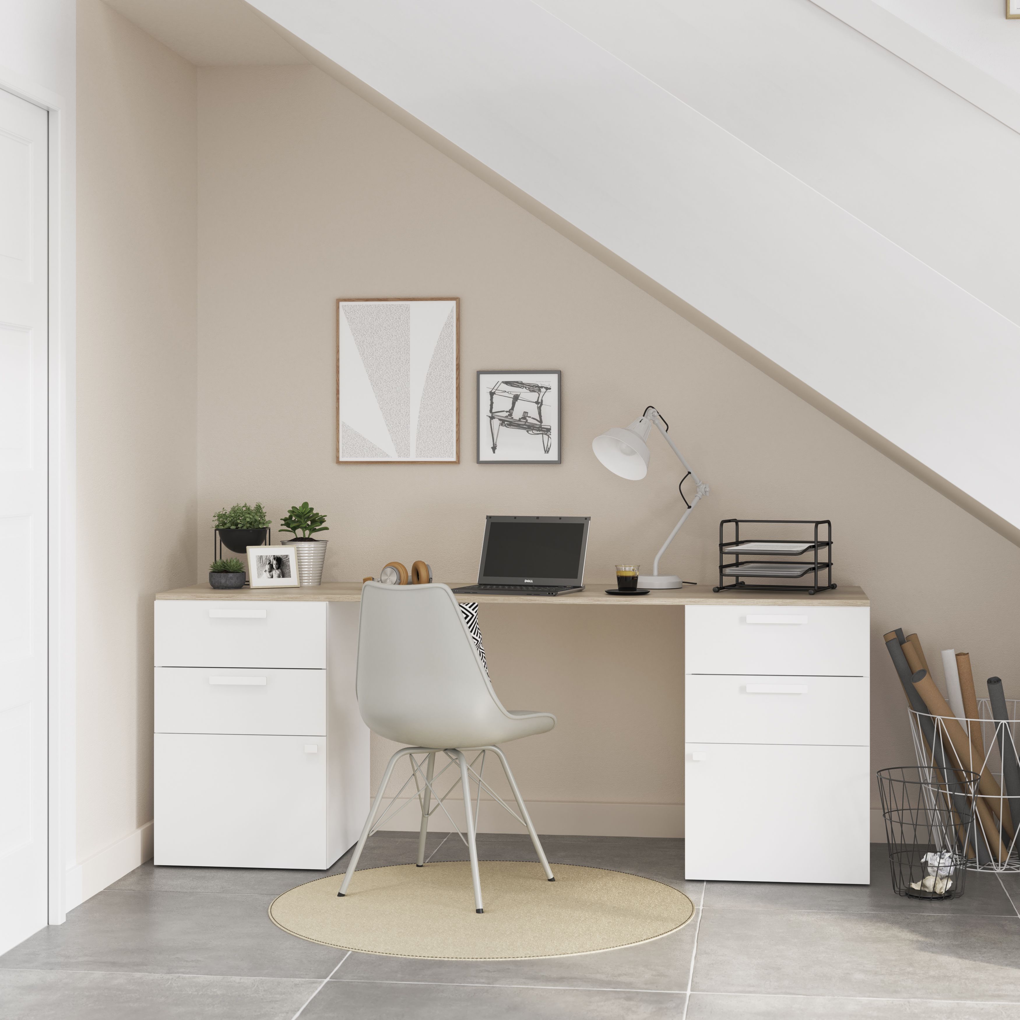 White modular online desk