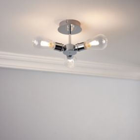 Audun Chrome effect 3 Lamp Bathroom Ceiling light