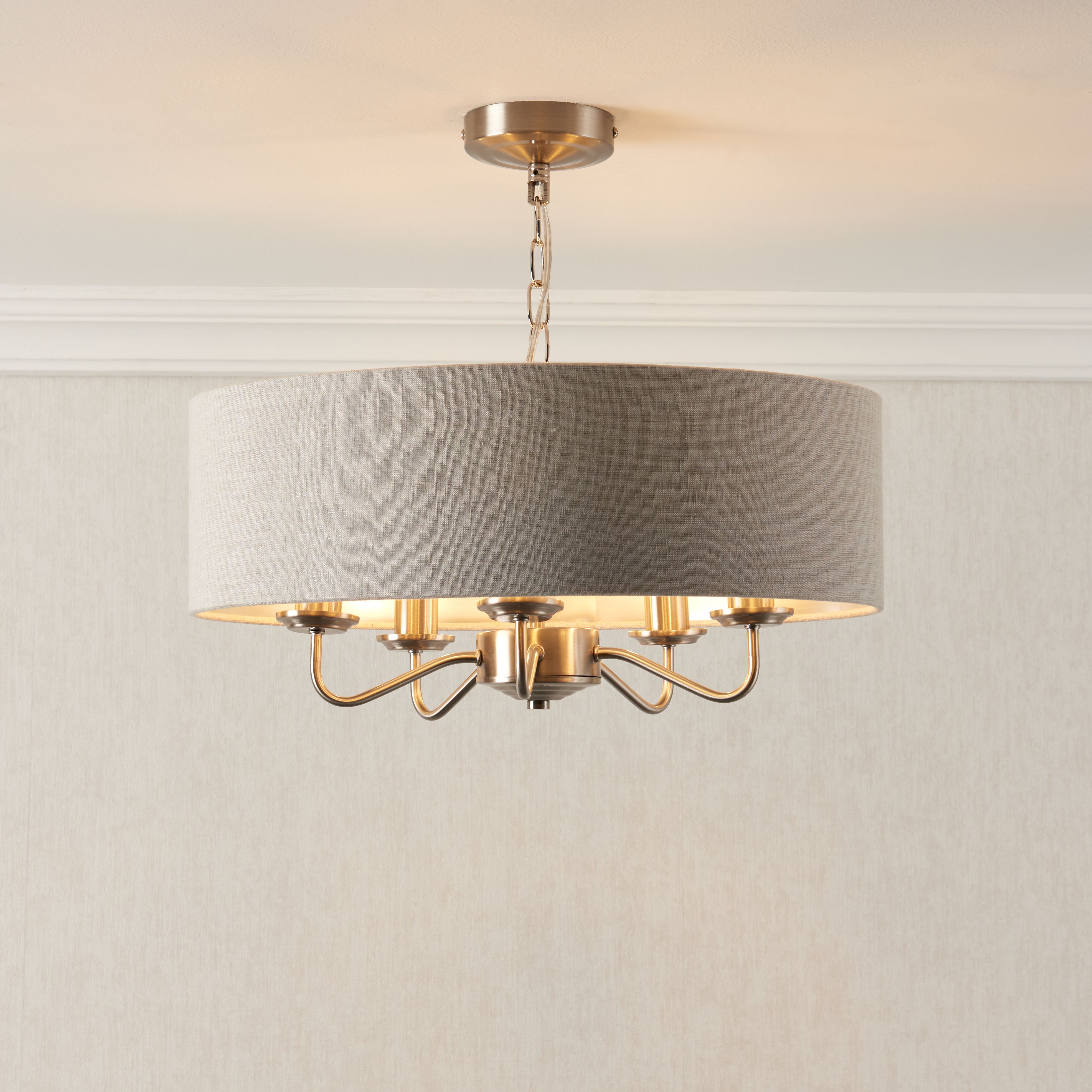 Ayrshire Cream Nickel effect 5 Lamp Pendant ceiling light, (Dia)450mm