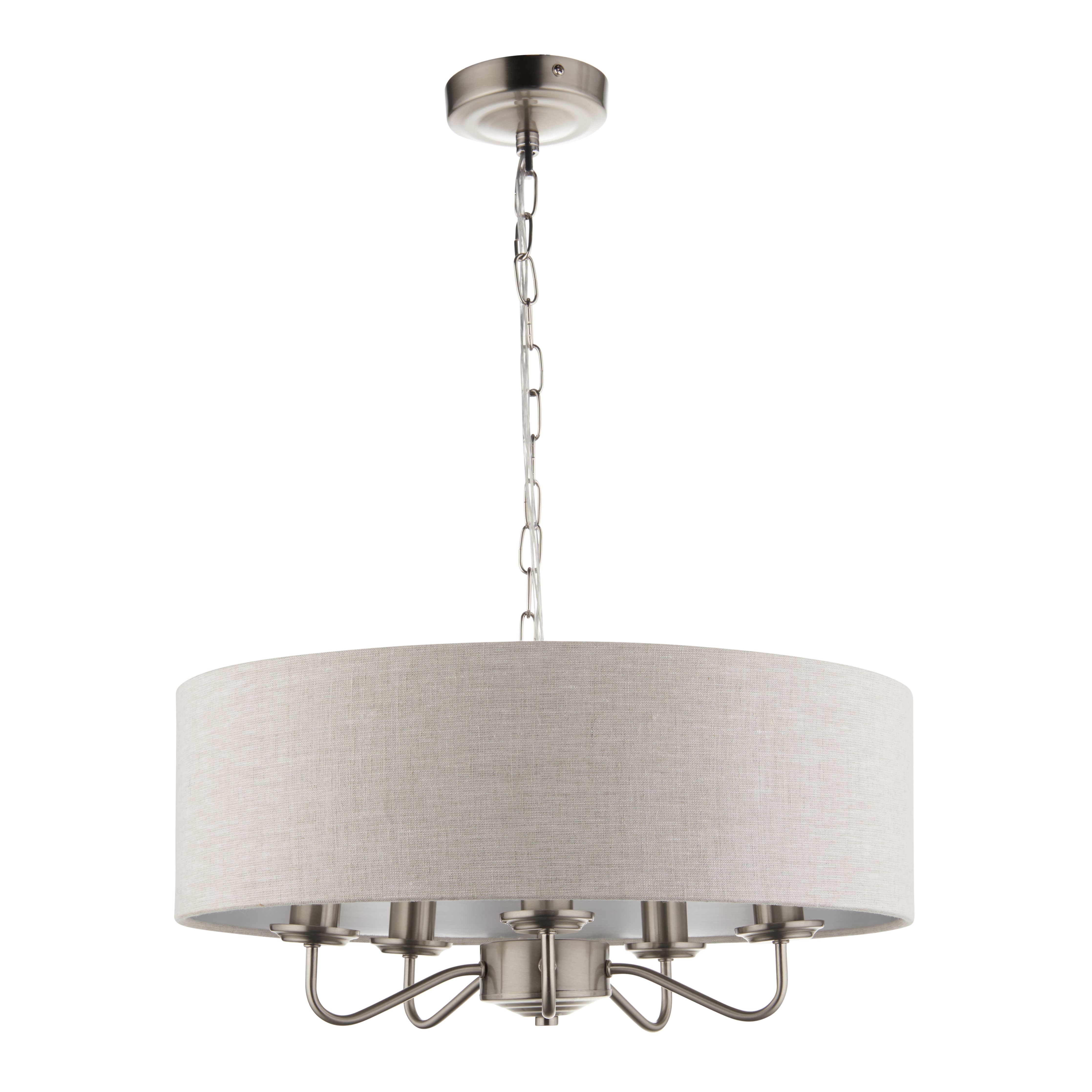 Ayrshire Cream Nickel effect 5 Lamp Pendant ceiling light, (Dia)450mm