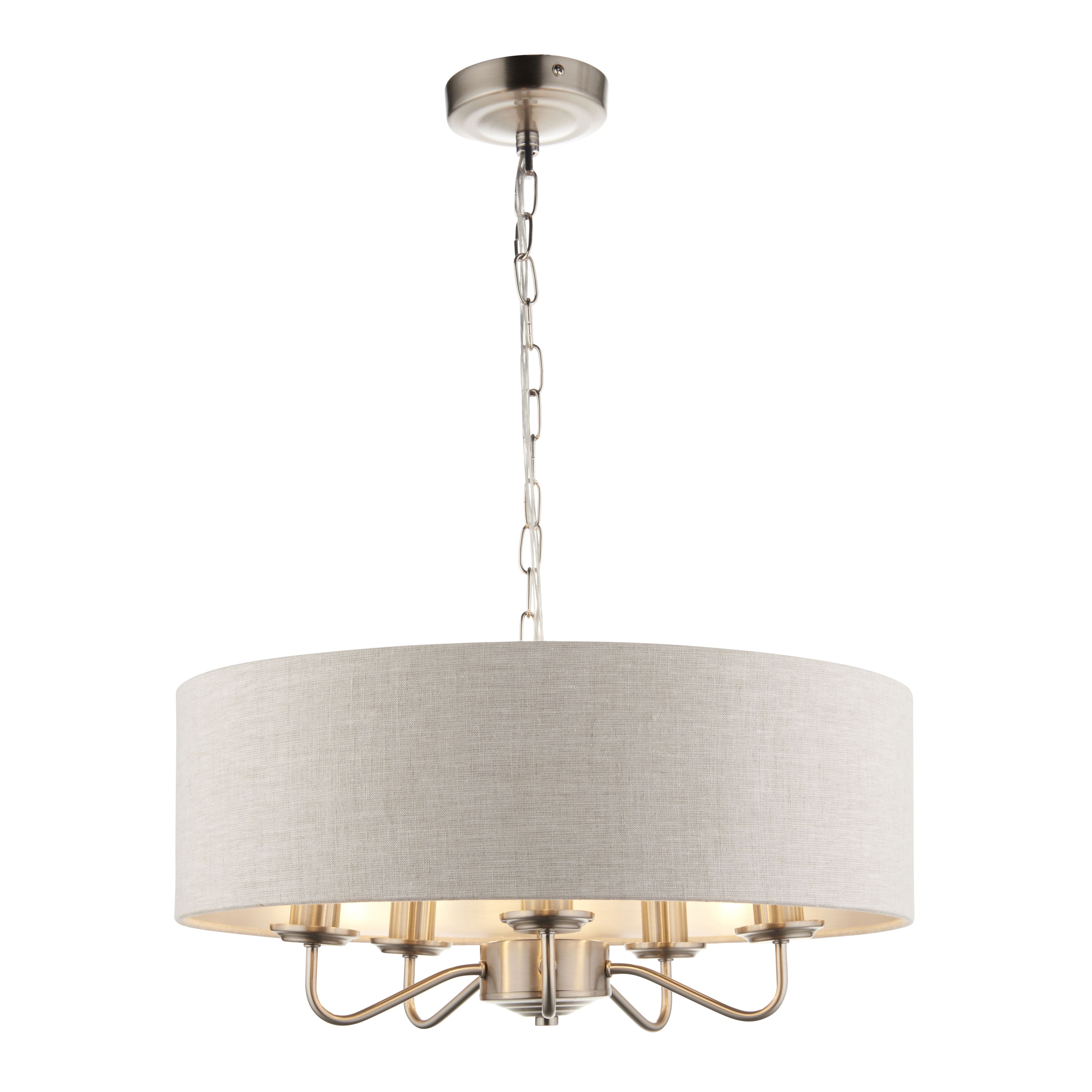 Ayrshire Cream Nickel effect 5 Lamp Pendant ceiling light, (Dia)450mm