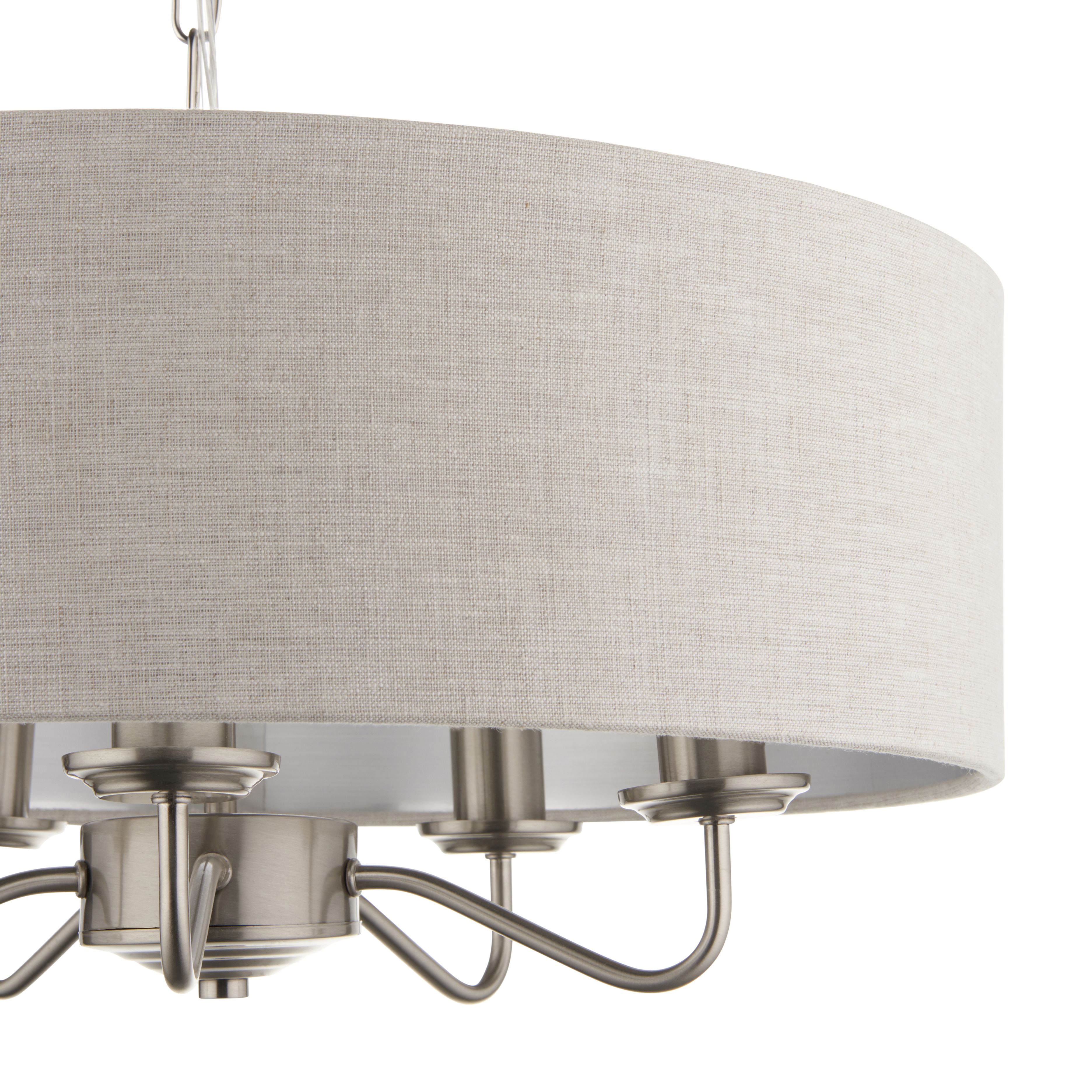 Ayrshire Cream Nickel effect 5 Lamp Pendant ceiling light, (Dia)450mm