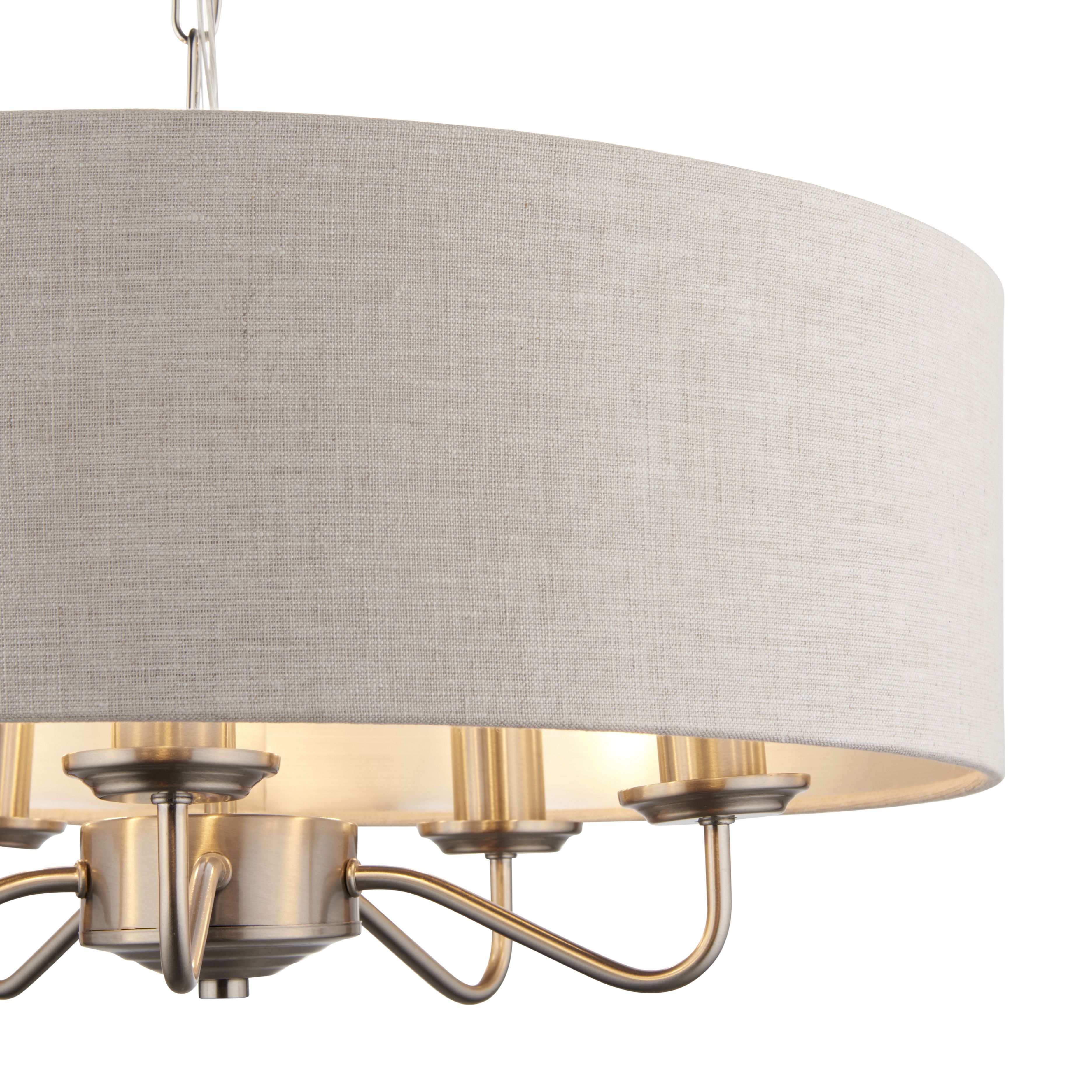 Ayrshire Cream Nickel effect 5 Lamp Pendant ceiling light, (Dia)450mm