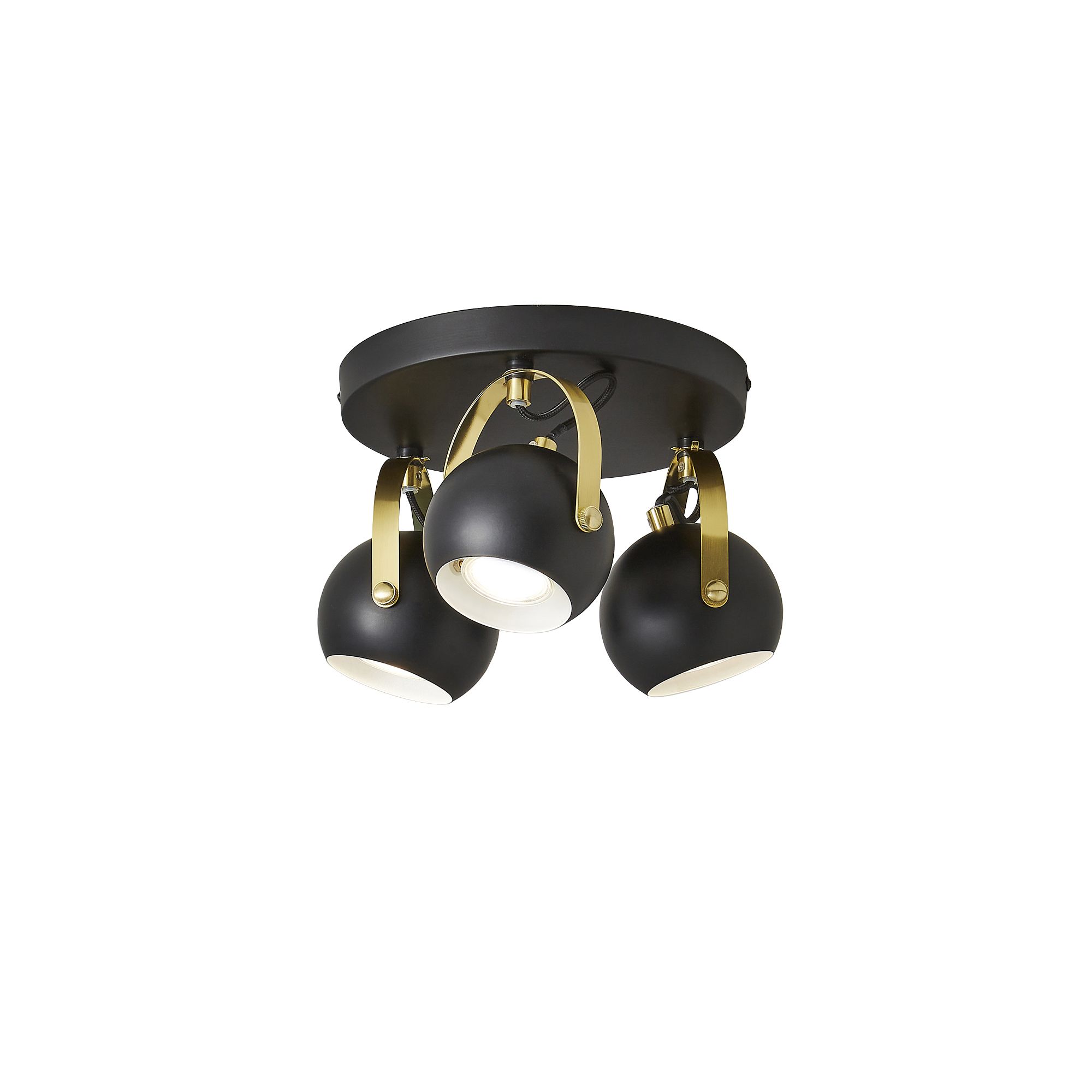 Azure Matt Black Brass effect 3 Light Spotlight
