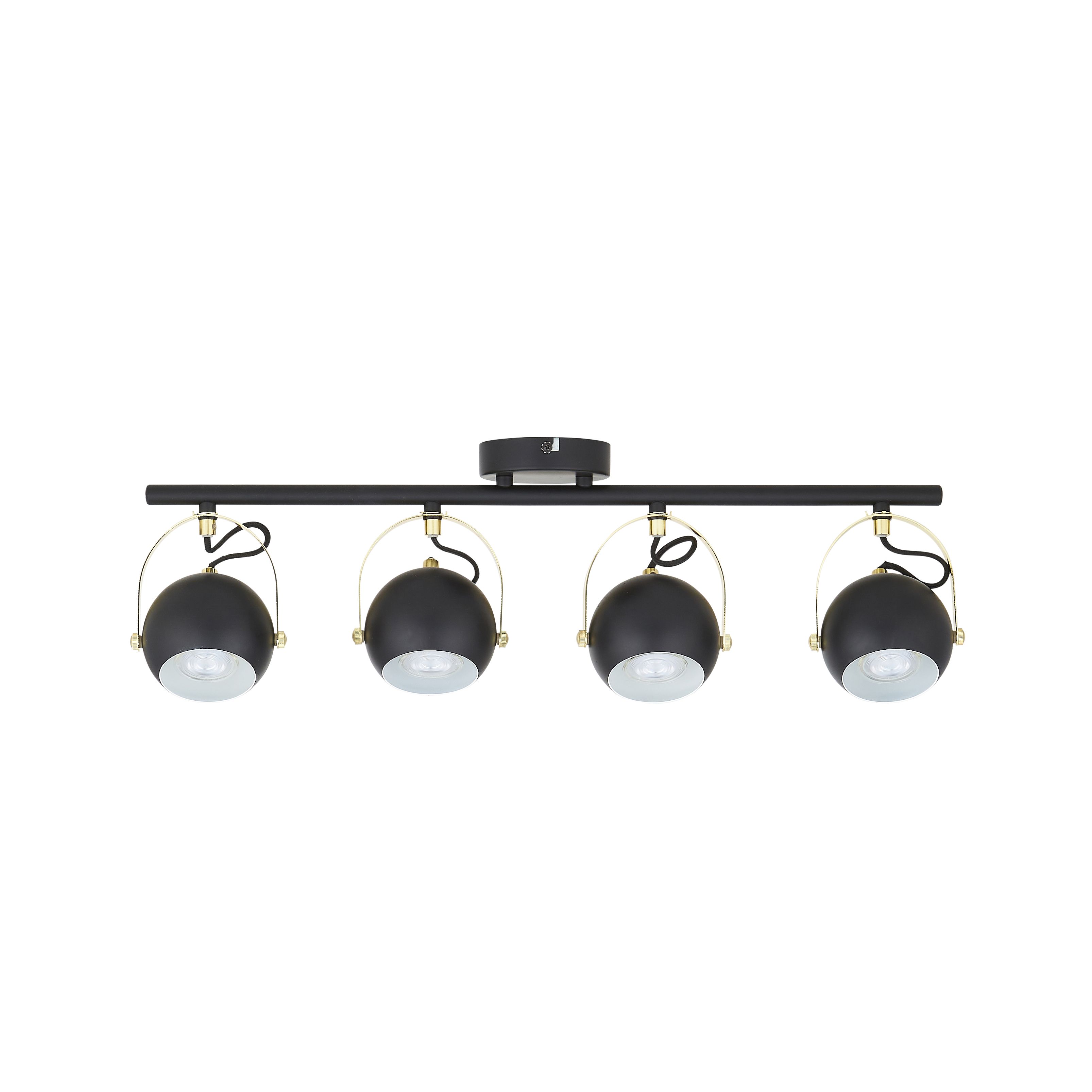 Azure Matt Black Brass effect 4 Light Spotlight bar