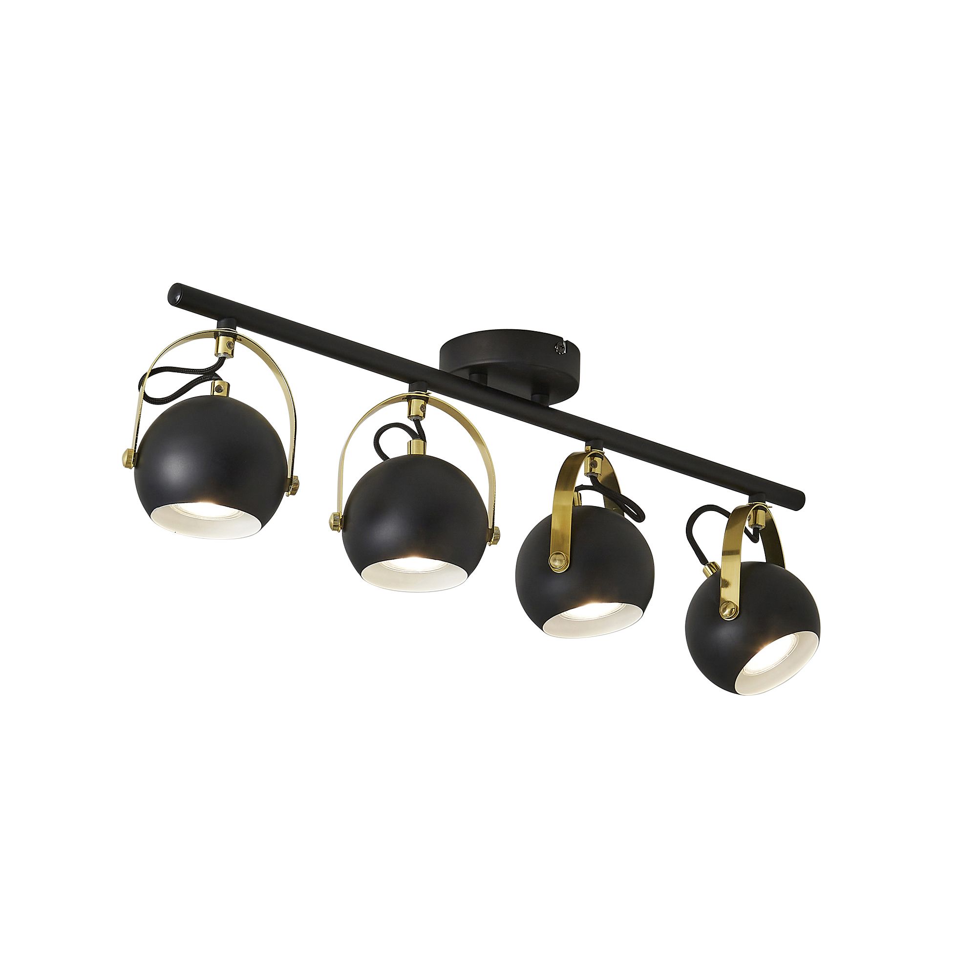 Azure Matt Black Brass effect 4 Light Spotlight bar