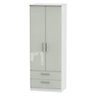 Azzurro Contemporary High gloss grey & white 2 Drawer Tall Double Wardrobe (H)1970mm (W)740mm (D)530mm