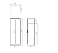 Azzurro Contemporary High gloss grey & white Tall Double Wardrobe (H)1970mm (W)740mm (D)530mm