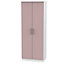 Azzurro Contemporary Matt pink & white Tall Double Wardrobe (H)1970mm (W)740mm (D)530mm