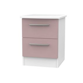 Azzurro Matt pink & white 2 Drawer Bedside table (H)570mm (W)450mm (D)395mm